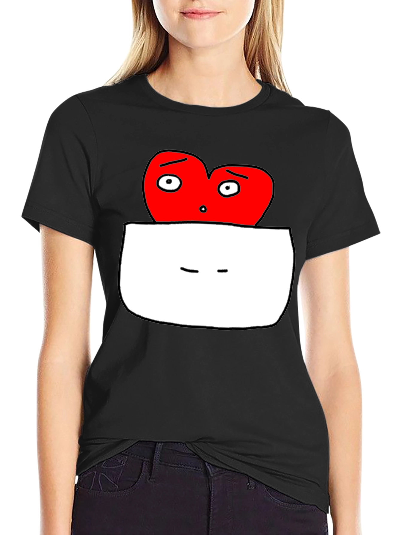 Black Heart Pocket Graphic T-Shirt - Funny Cartoon Tee view 2