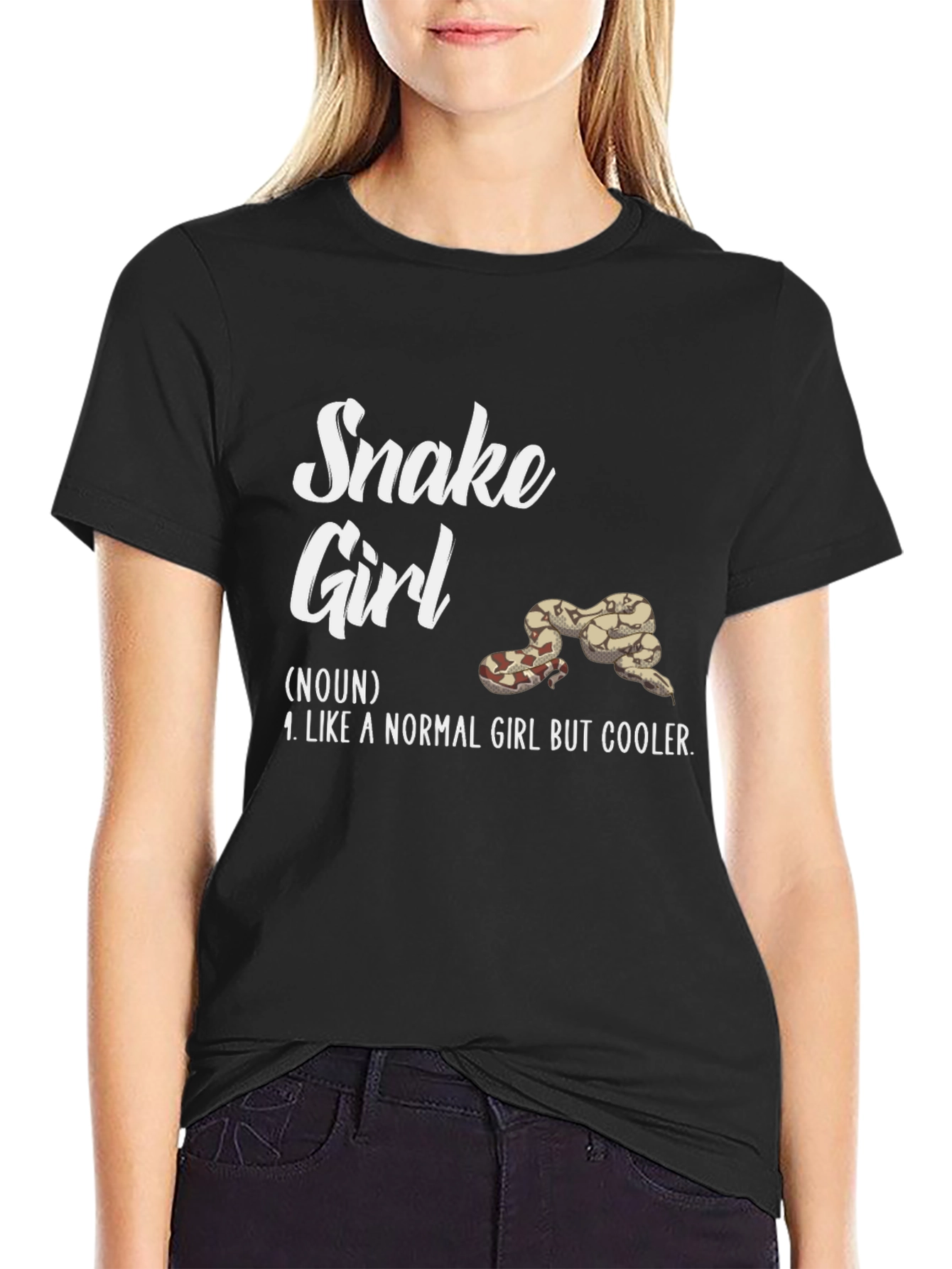 Black Snake Girl T-Shirt - Reptile Lover Tee view 2