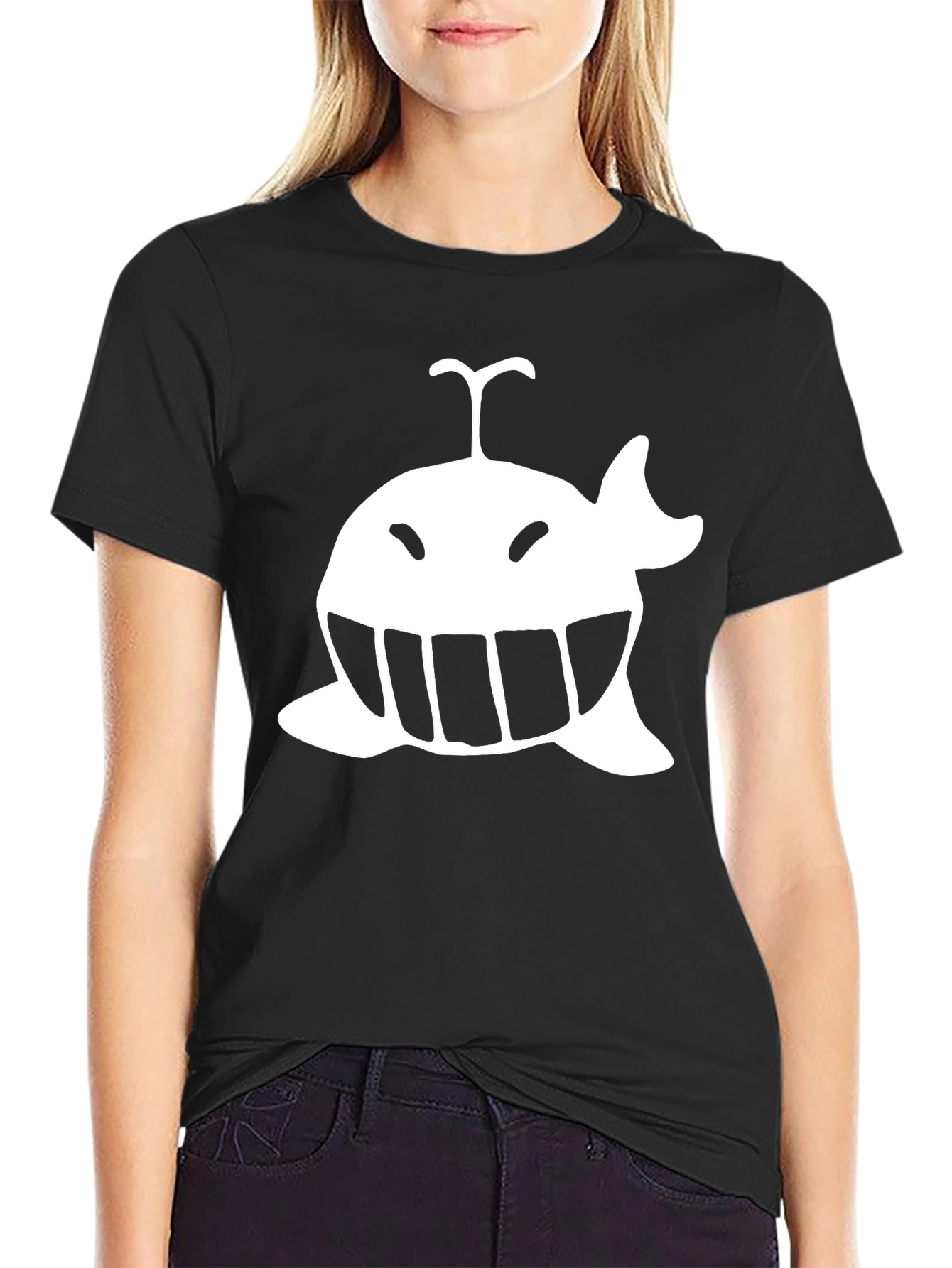 Black Whimsical Whale Graphic Tee - Black Cotton view 2