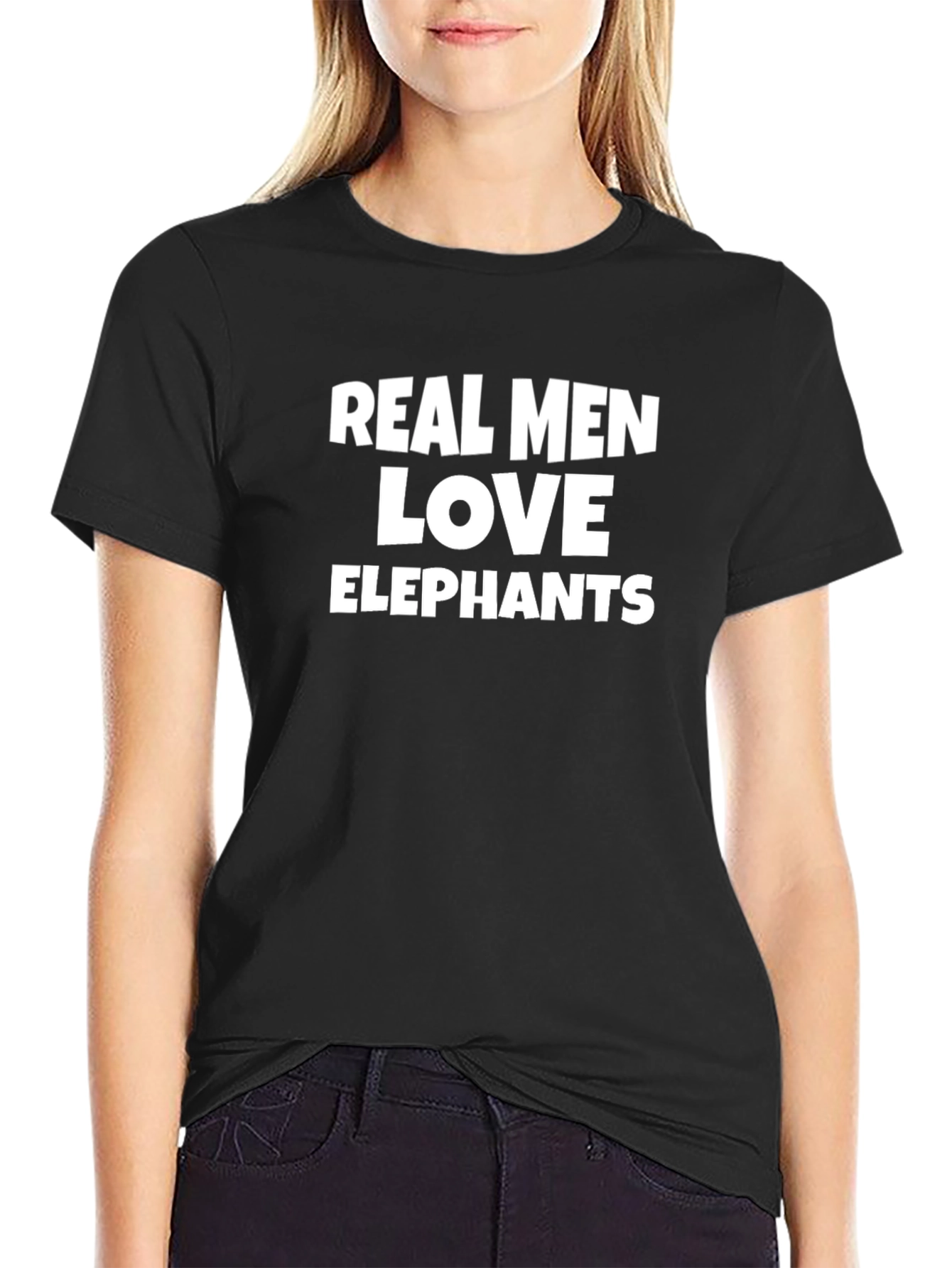 Black Real Men Love Elephants Graphic Tee view 2