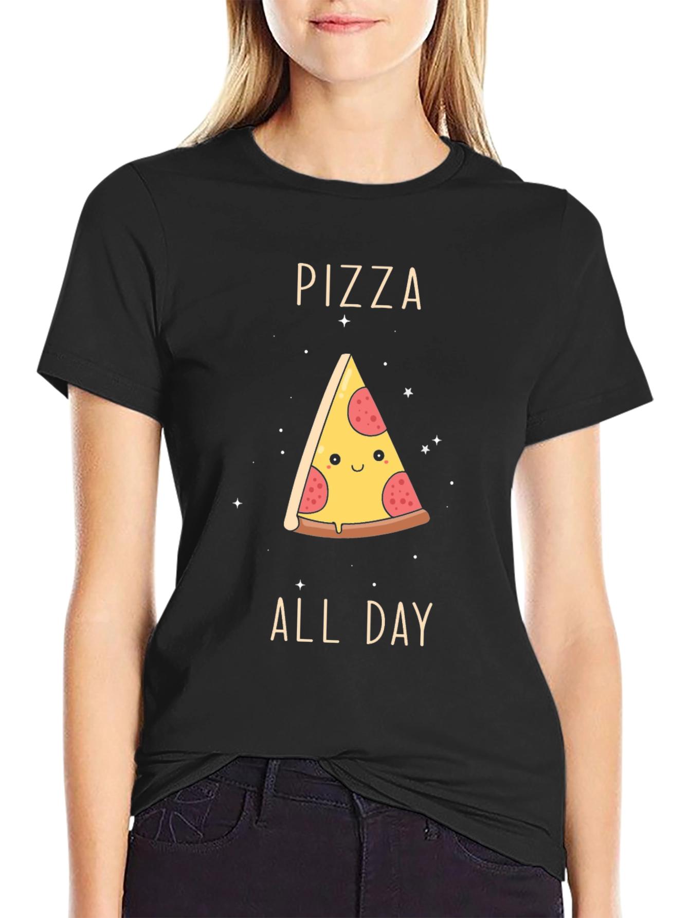 Black Pizza All Day Graphic T-Shirt view 2