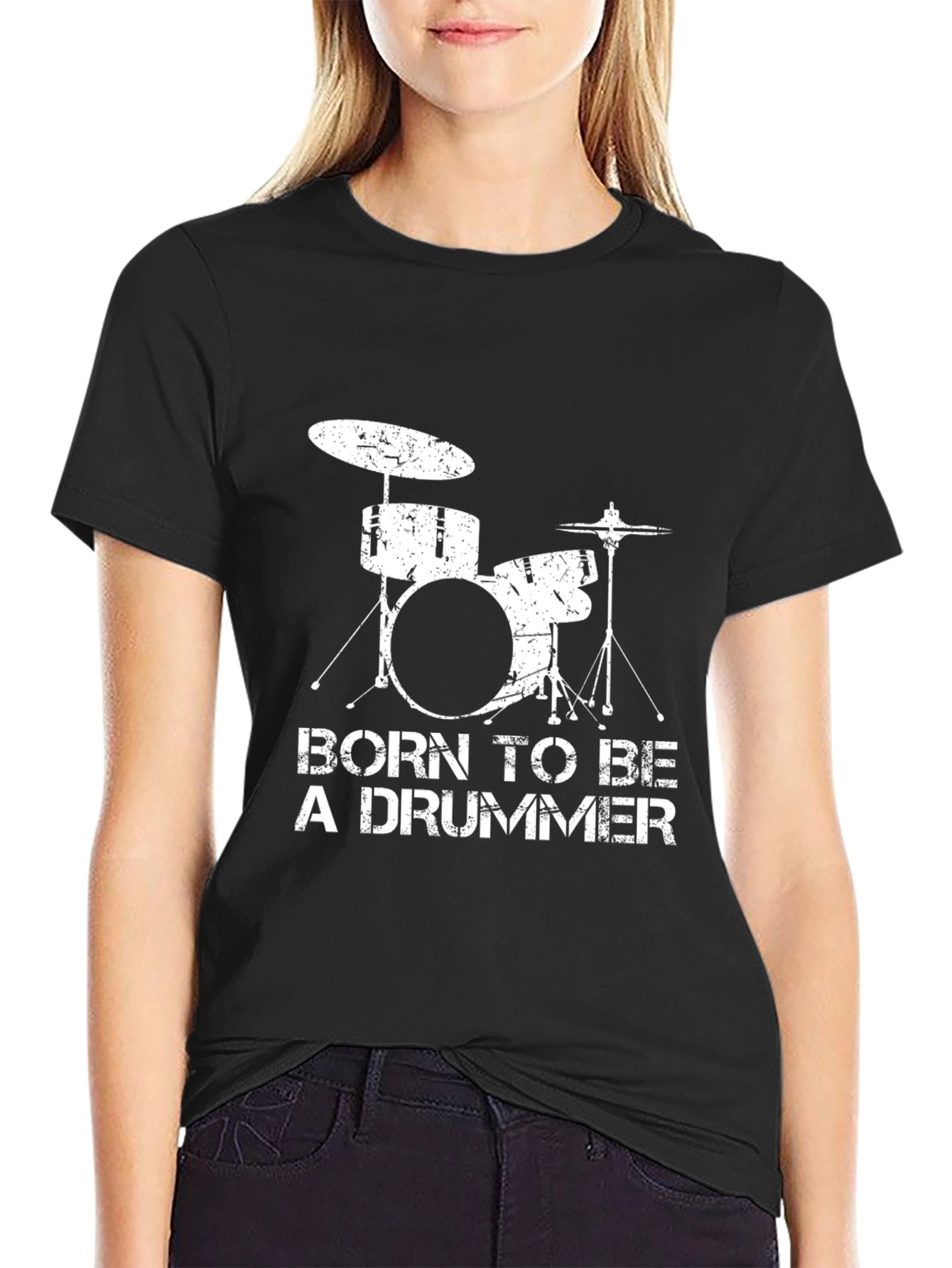 Black Born to Be a Drummer Black T-Shirt view 2