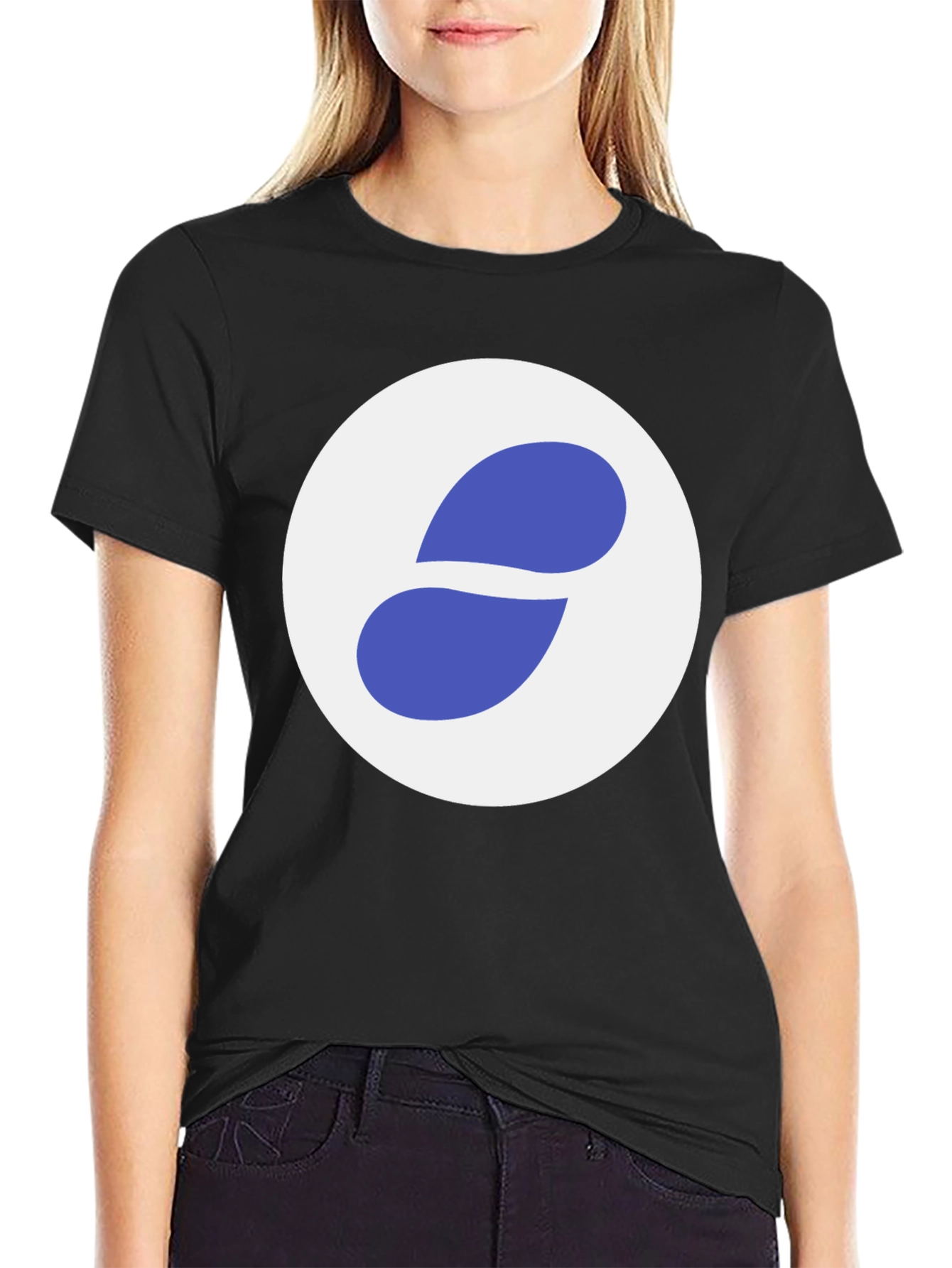 Black T-Shirt with Abstract Circle Logo - 2
