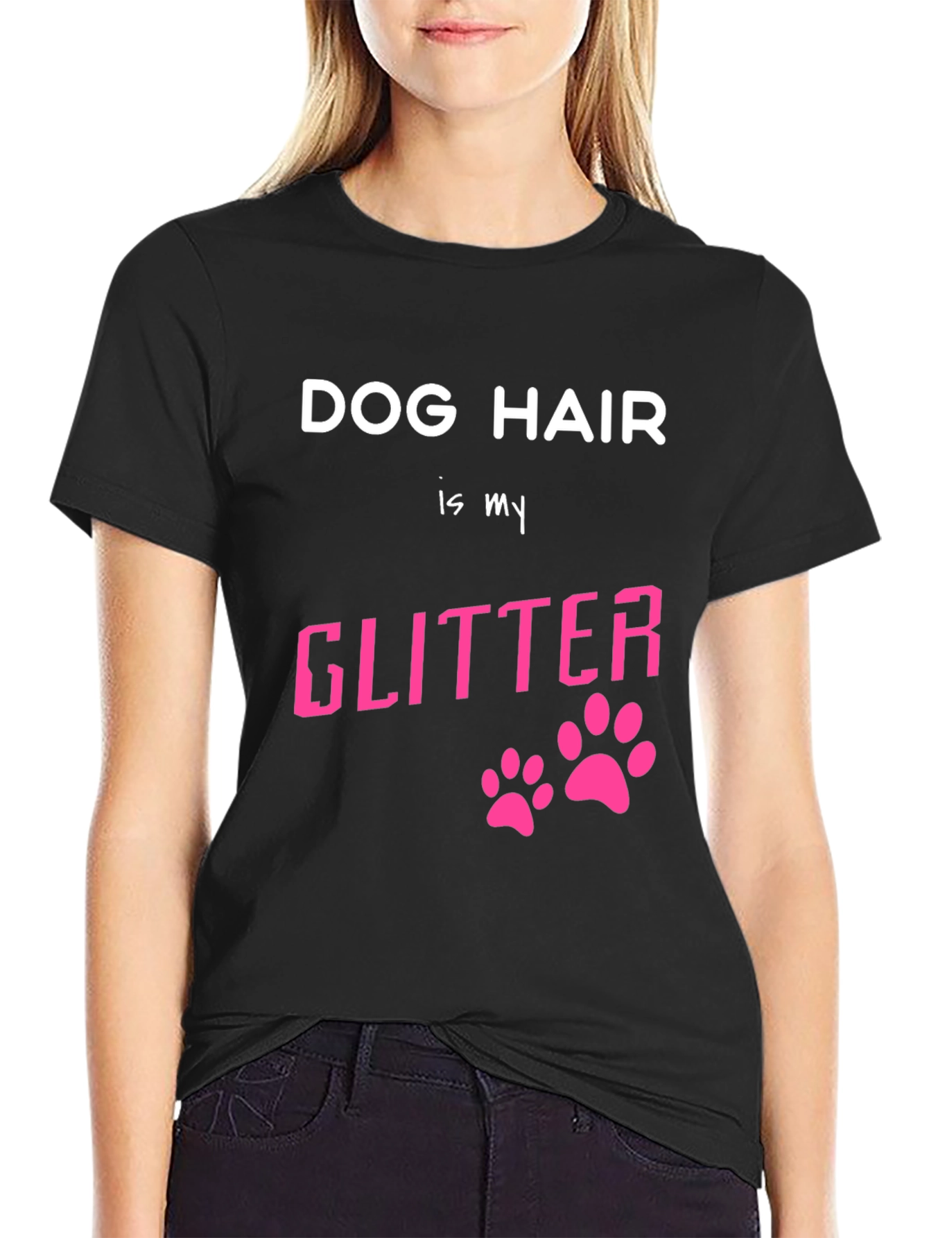 Black Dog Hair is My Glitter Graphic T-Shirt view 2