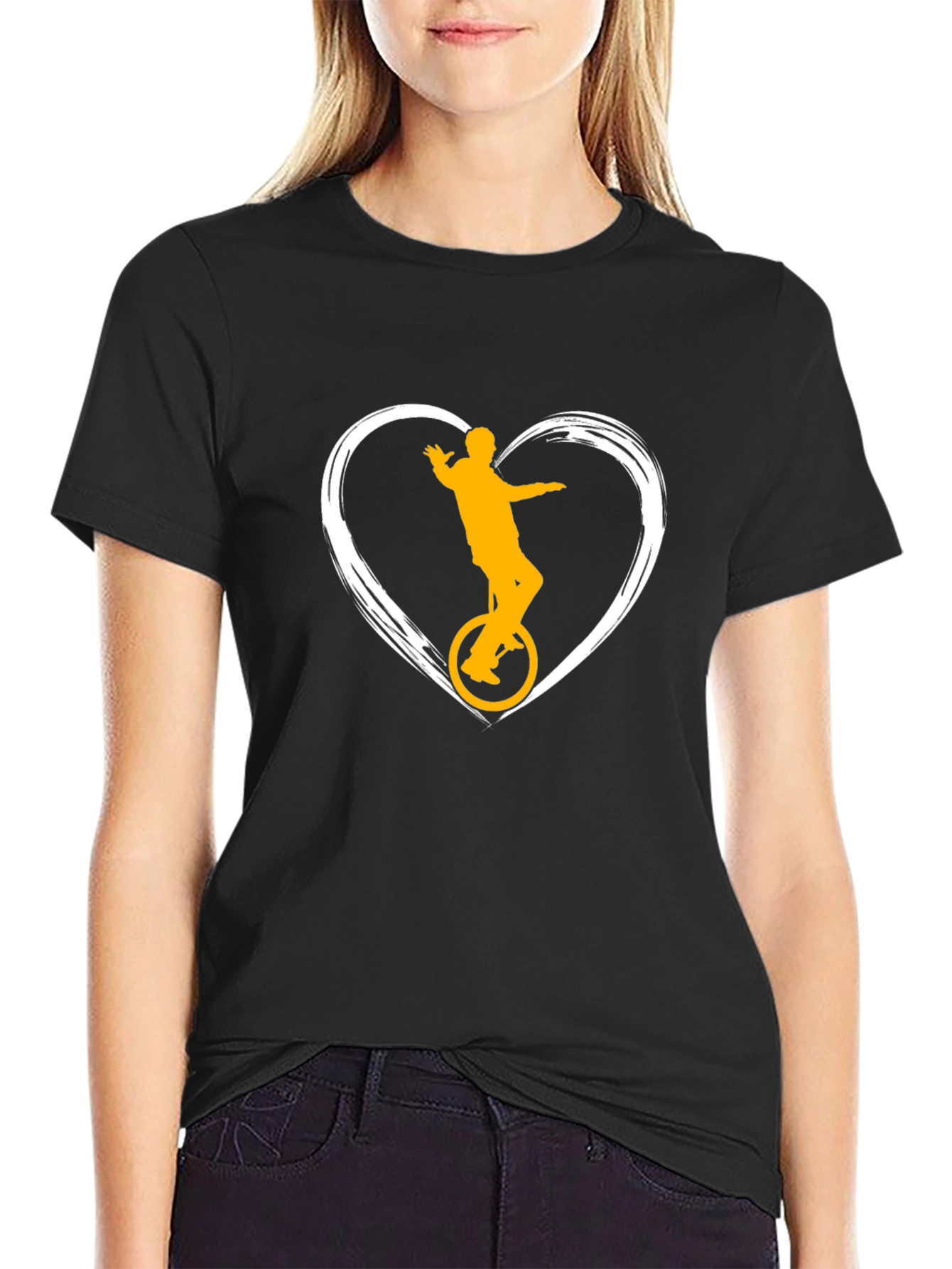Black Unicycle Heart T-Shirt view 2