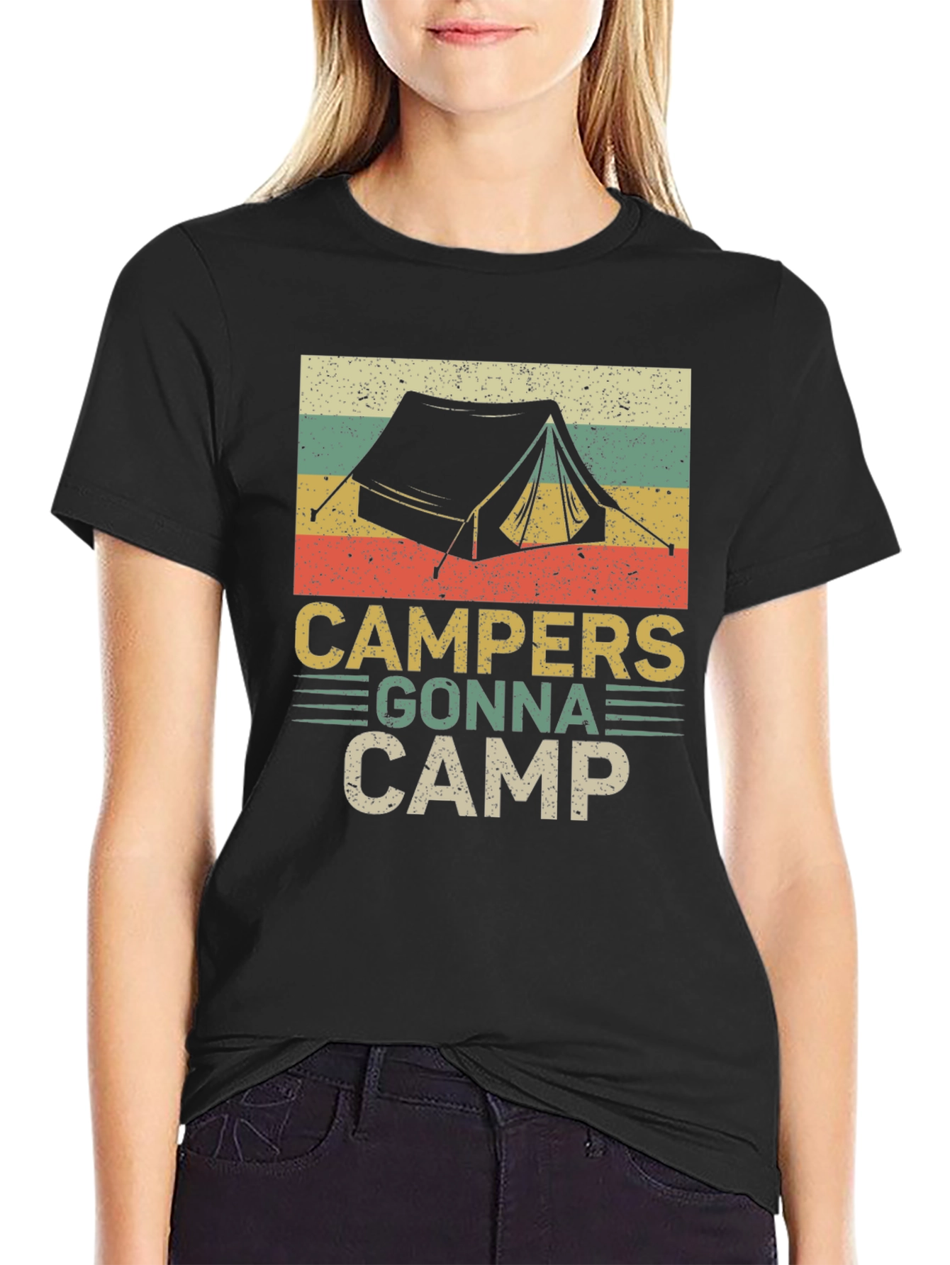 Black Campers Gonna Camp Retro Graphic T-Shirt view 2