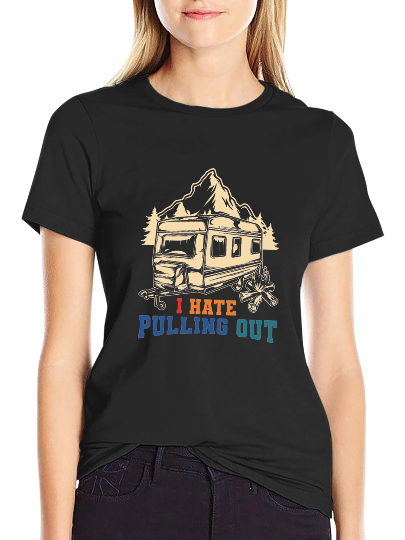 Black I Hate Pulling Out Camping T-Shirt view 2