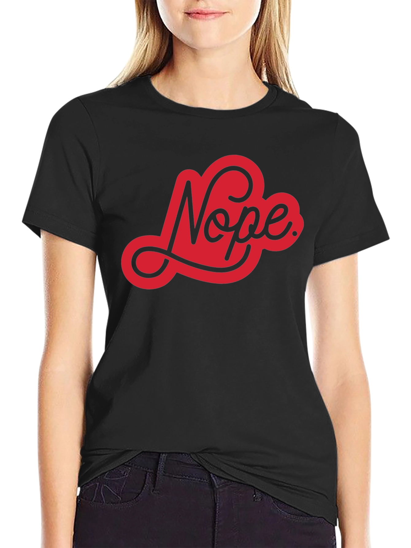 Black Nope Graphic Tee - Black Cotton Casual T-Shirt view 2