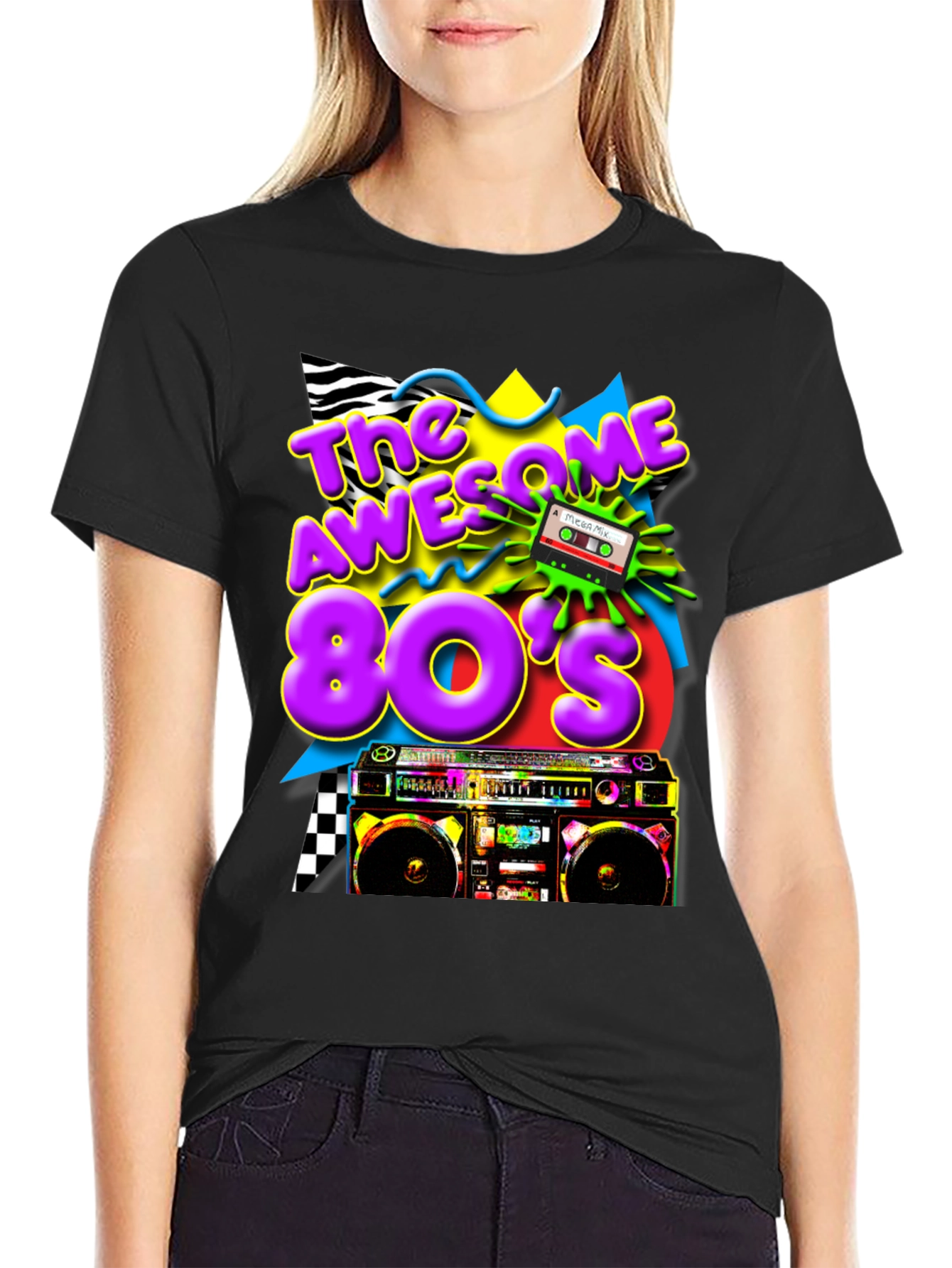 Black Awesome 80's Graphic Tee view 2