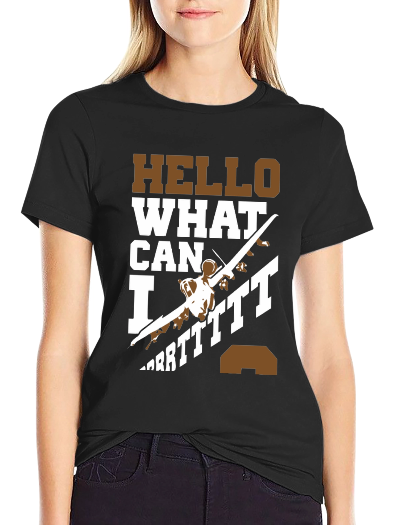 Black Hello What Can I Do T-Shirt view 2