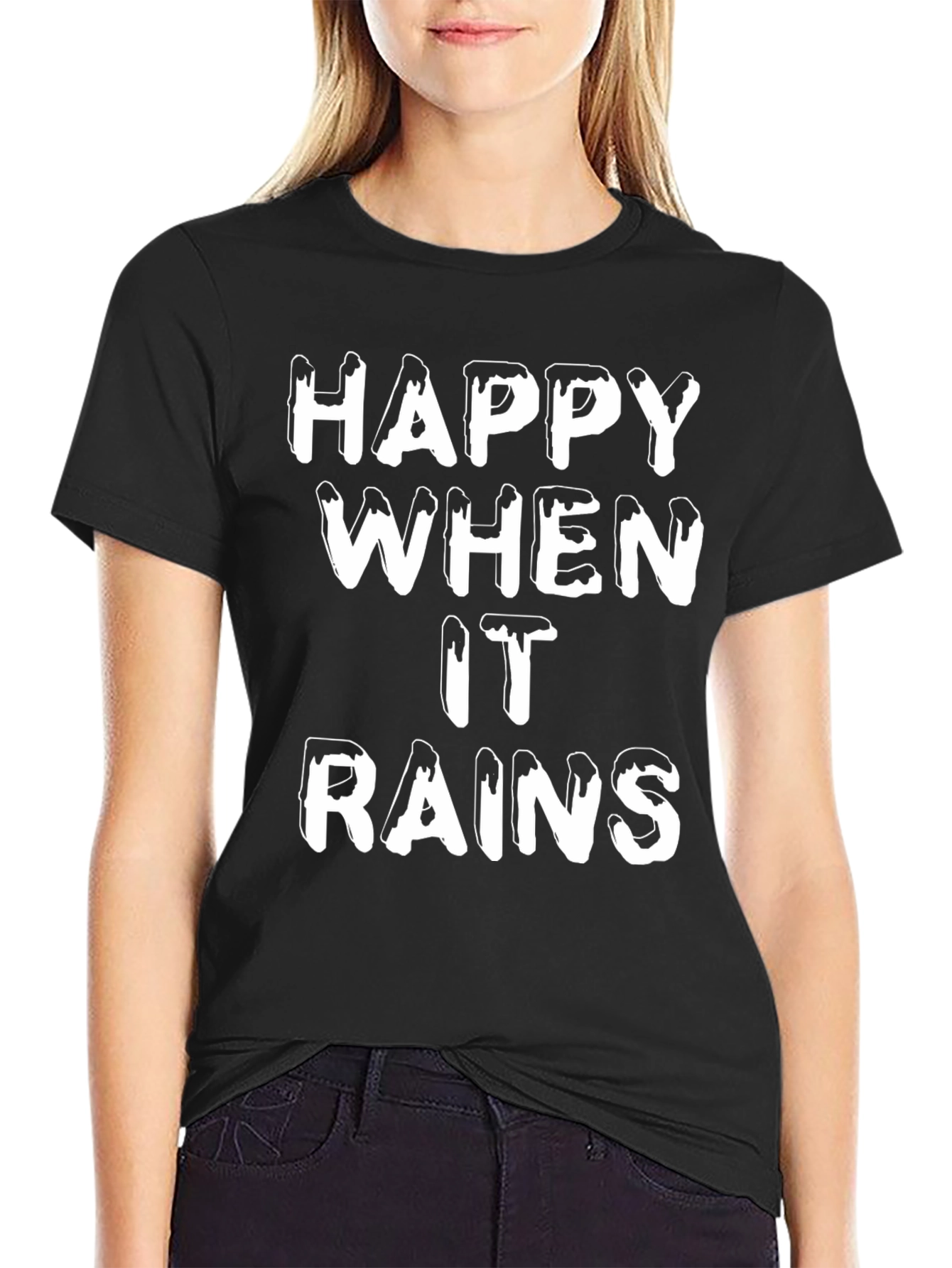 Black Happy When it Rains Graphic Tee view 2
