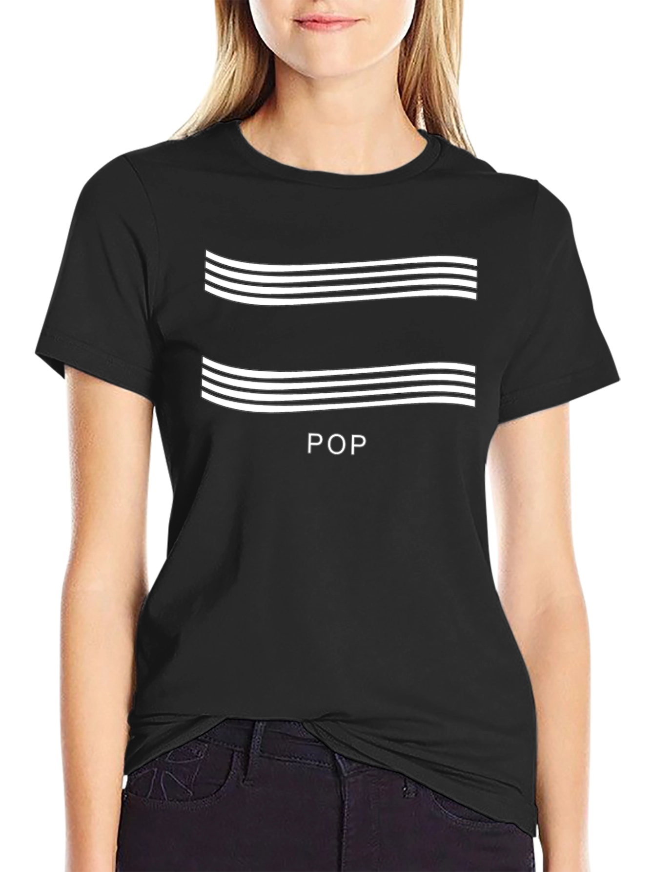 Black Pop Music Lover Tee - Black Graphic T-Shirt view 2