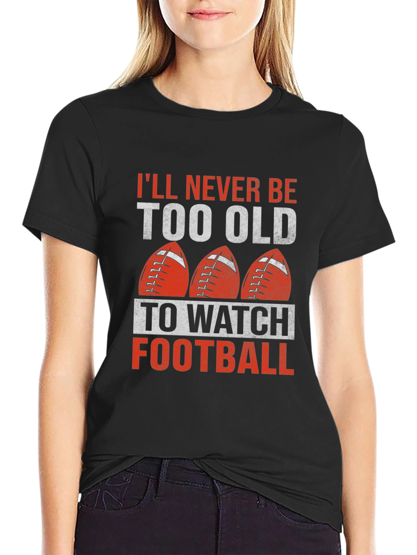 Black Never Too Old Football T-Shirt view 2
