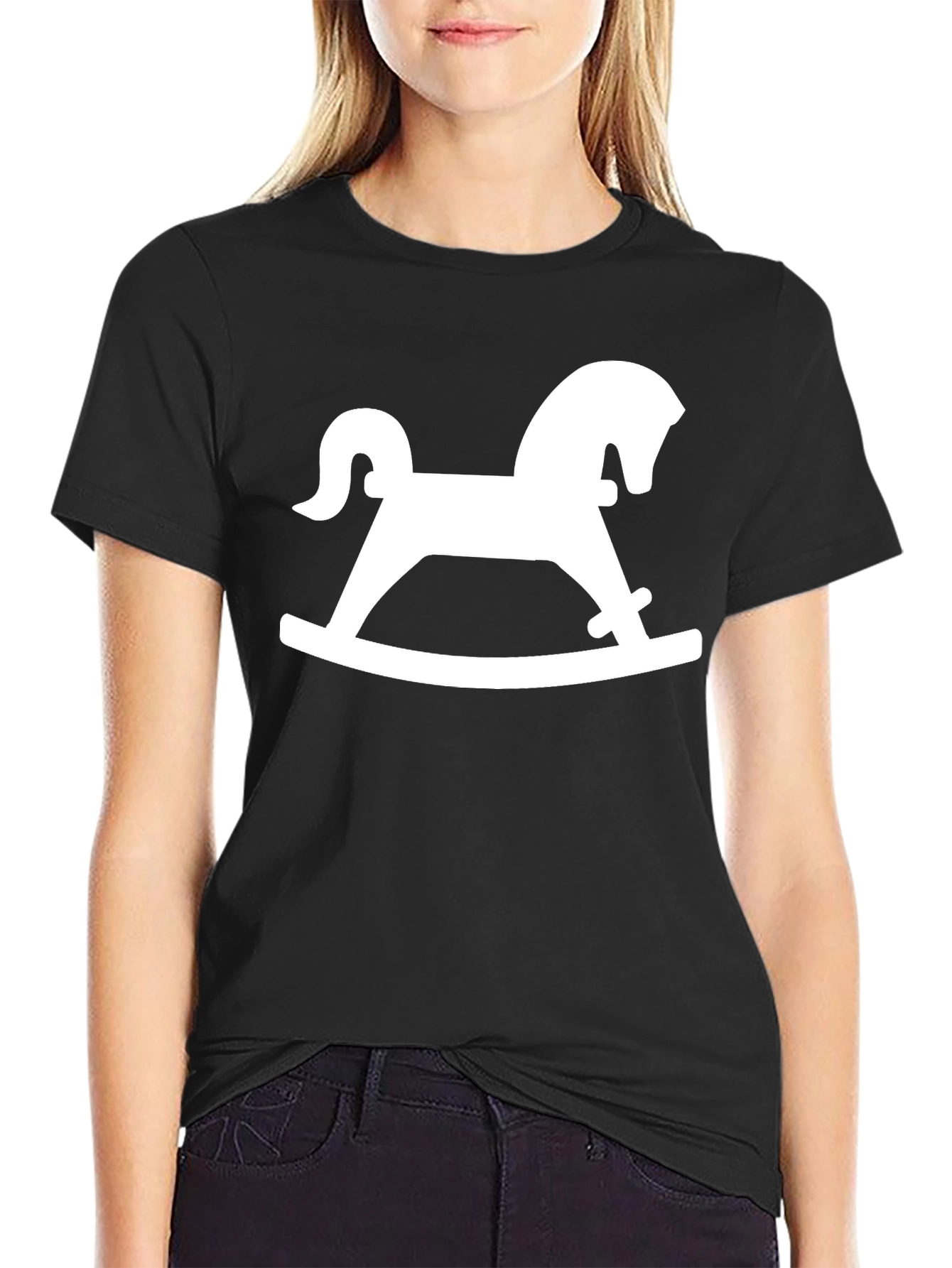Black Rocking Horse Graphic Tee - Black view 2