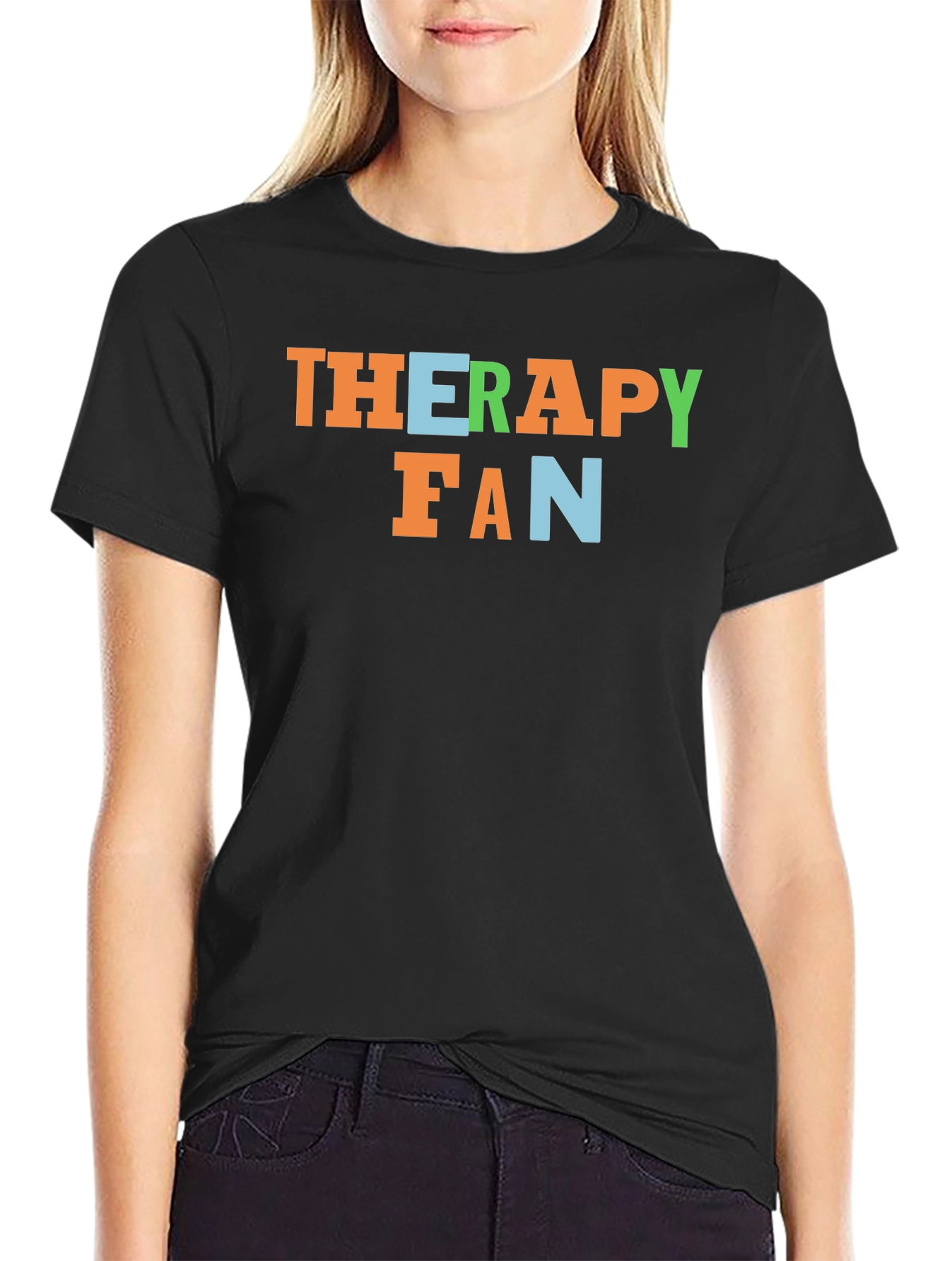 Black Therapy Fan Graphic Tee - Soft Cotton Blend view 2