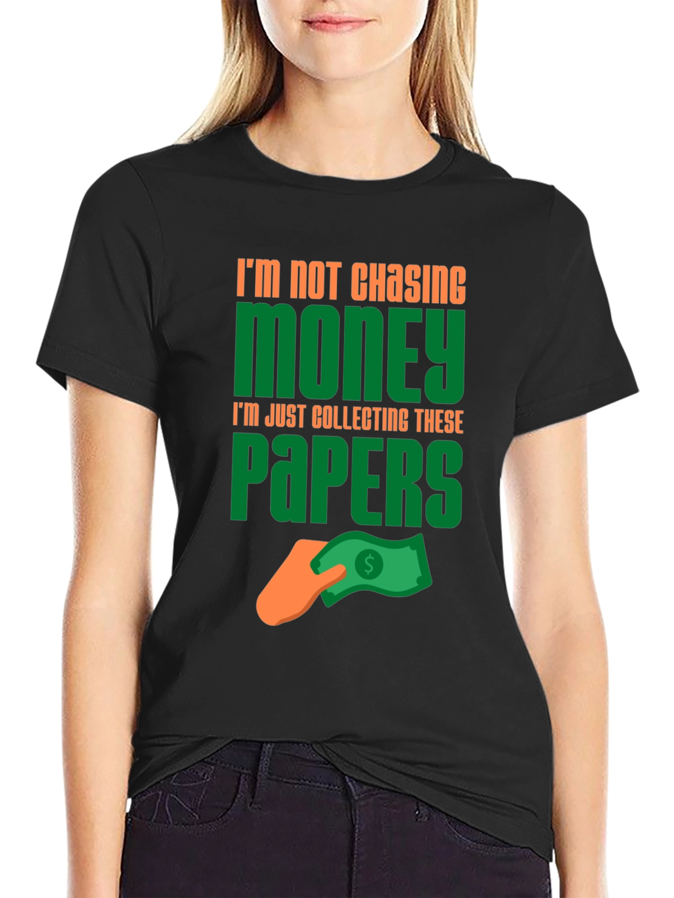 Black Funny Money Collecting Graphic T-Shirt view 2