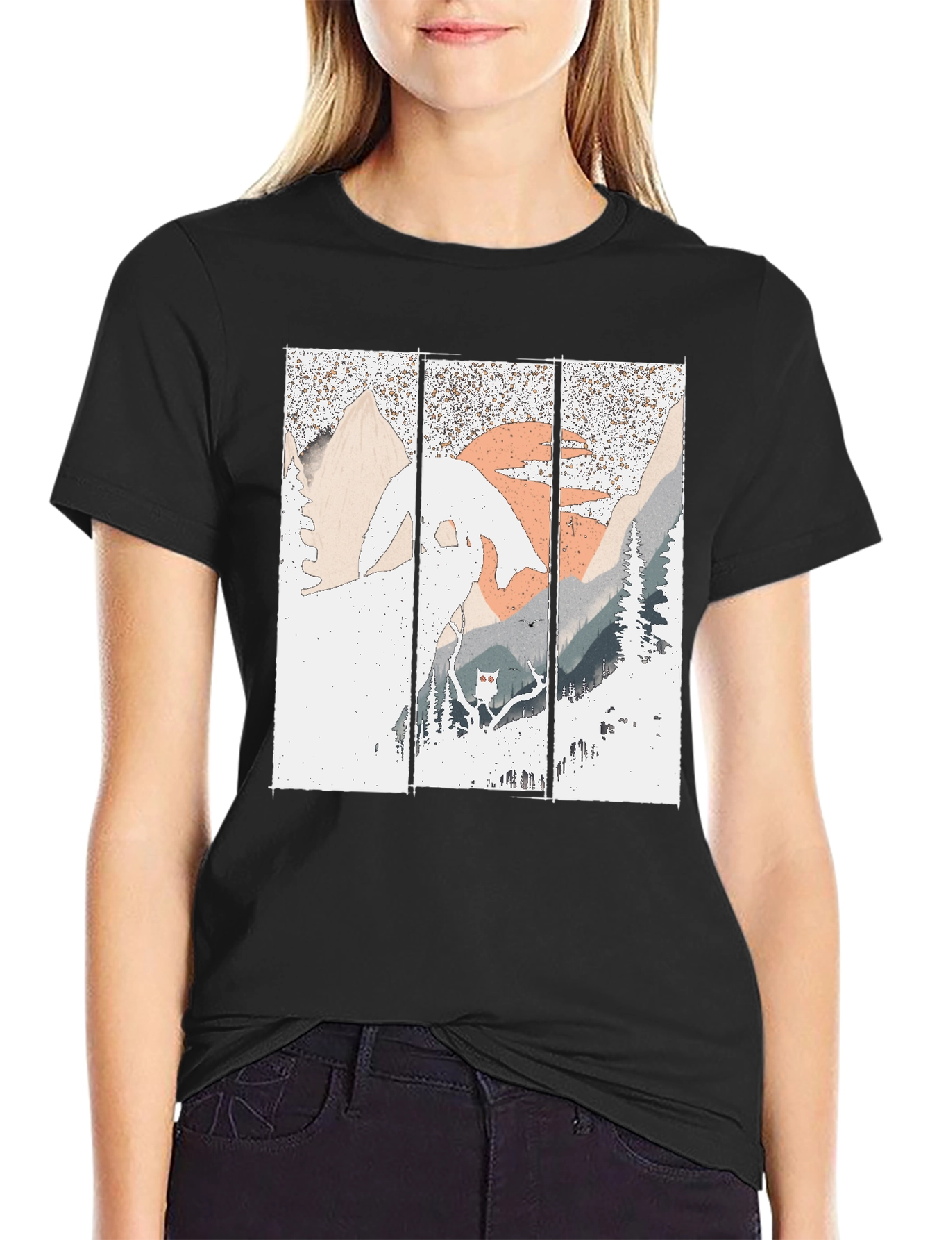 Black Mountain Vista Graphic Tee - Stylish Black T-Shirt view 2