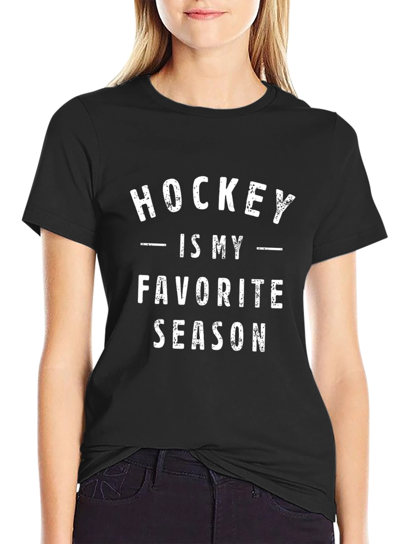 Black Hockey Is My Favorite Season Graphic T-Shirt view 2