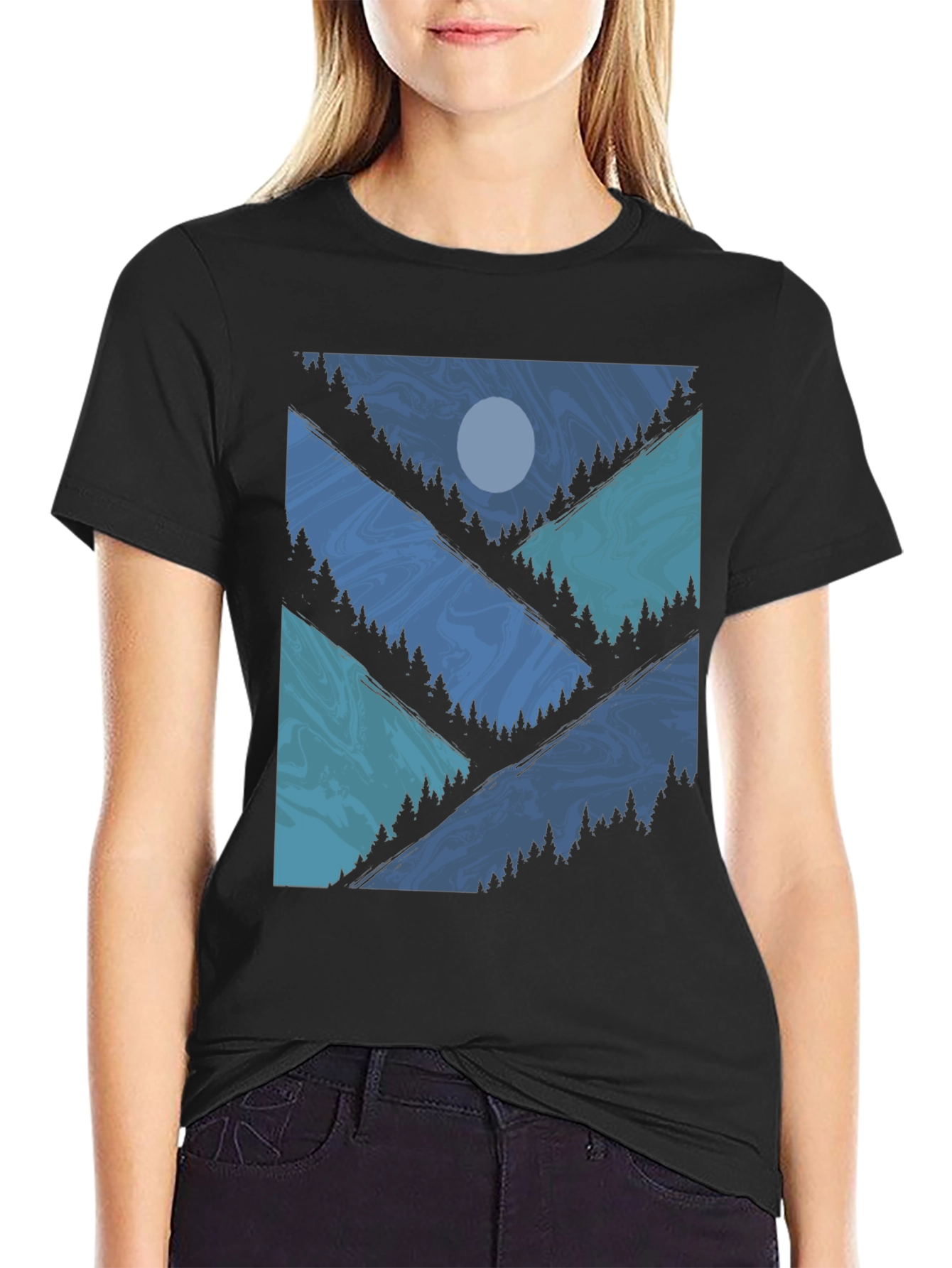 Black Nature Scene Graphic Tee - Men's Black T-Shirt view 2