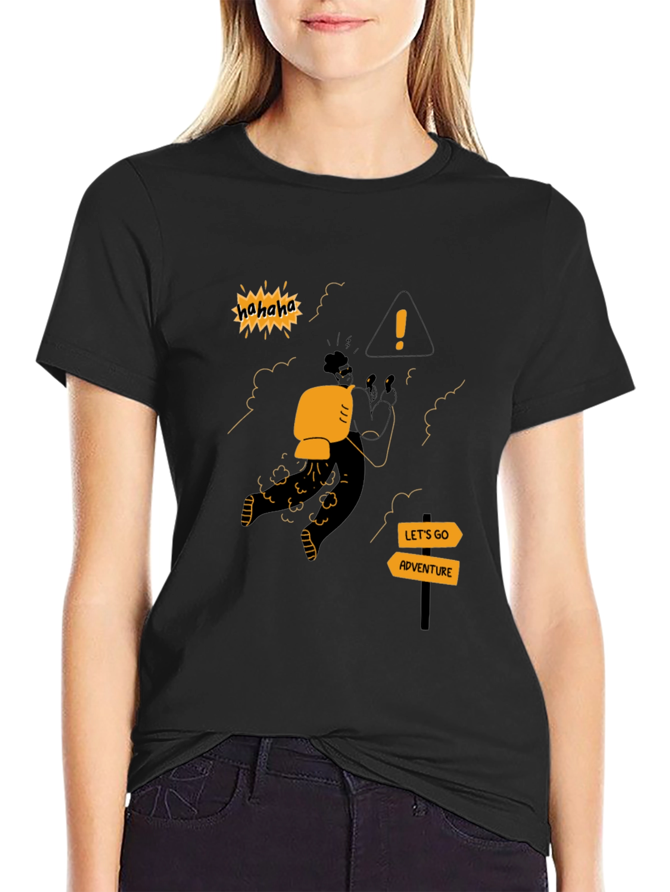 Black Adventure Seeker T-Shirt - Humorous Graphic Tee view 2