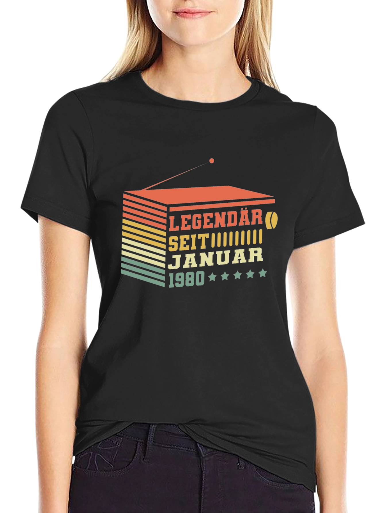 Black Legendary Since January 1980 Black T-Shirt view 2