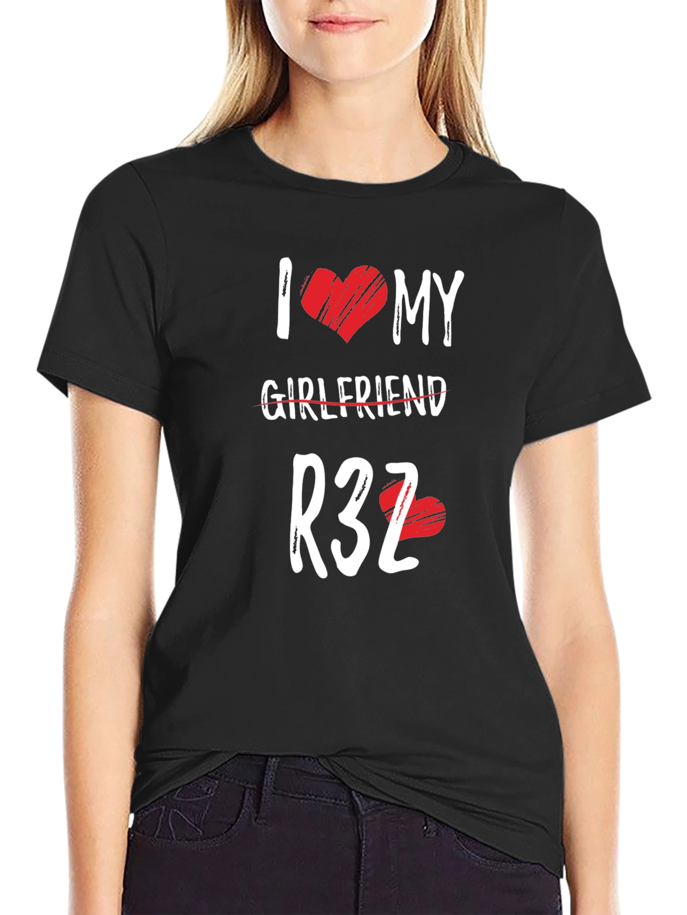 Black I Heart My Girlfriend R32 Graphic T-Shirt view 2