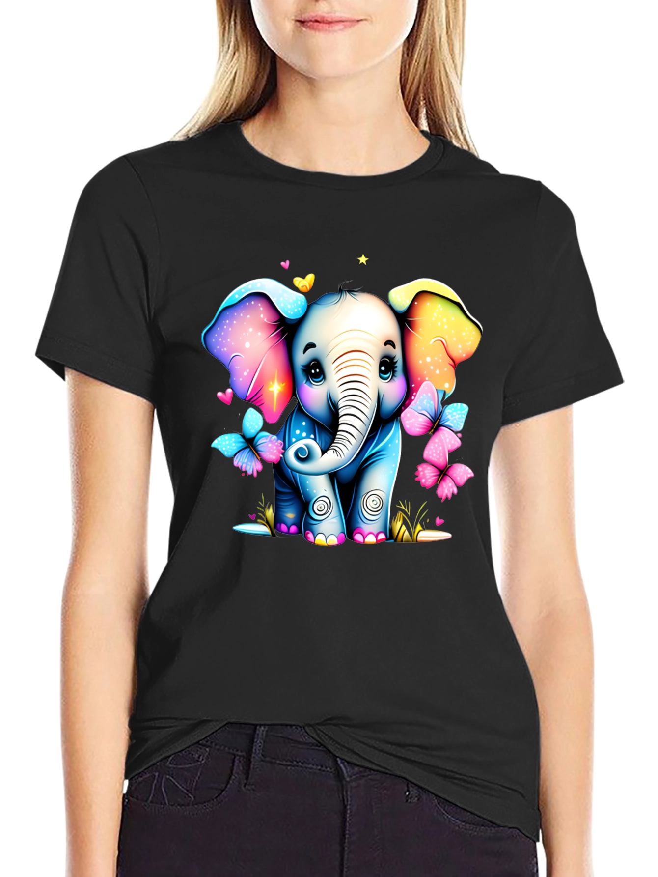 Black Cute Elephant T-Shirt view 2