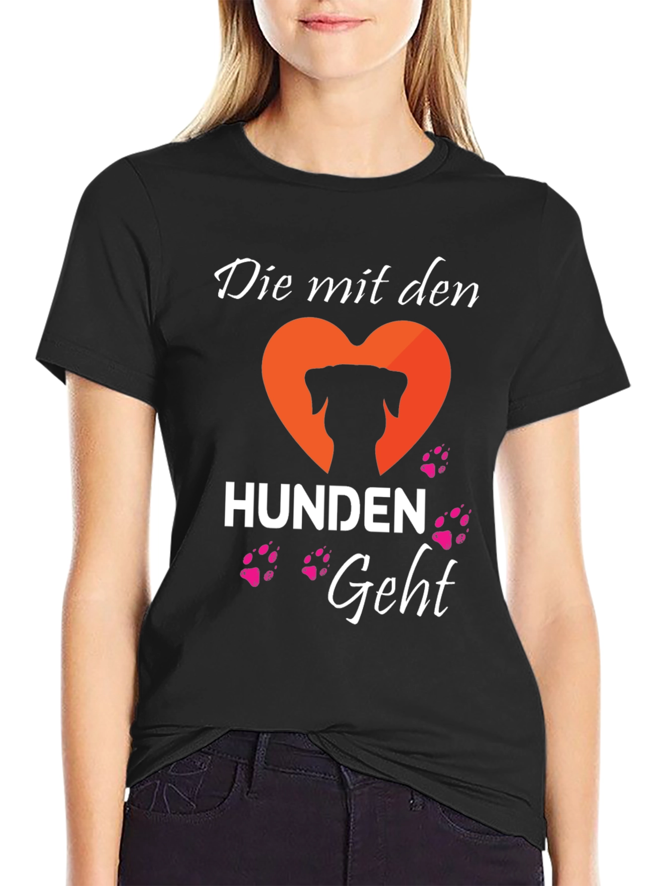 Black Dog Lover T-Shirt - German Hund Print view 2