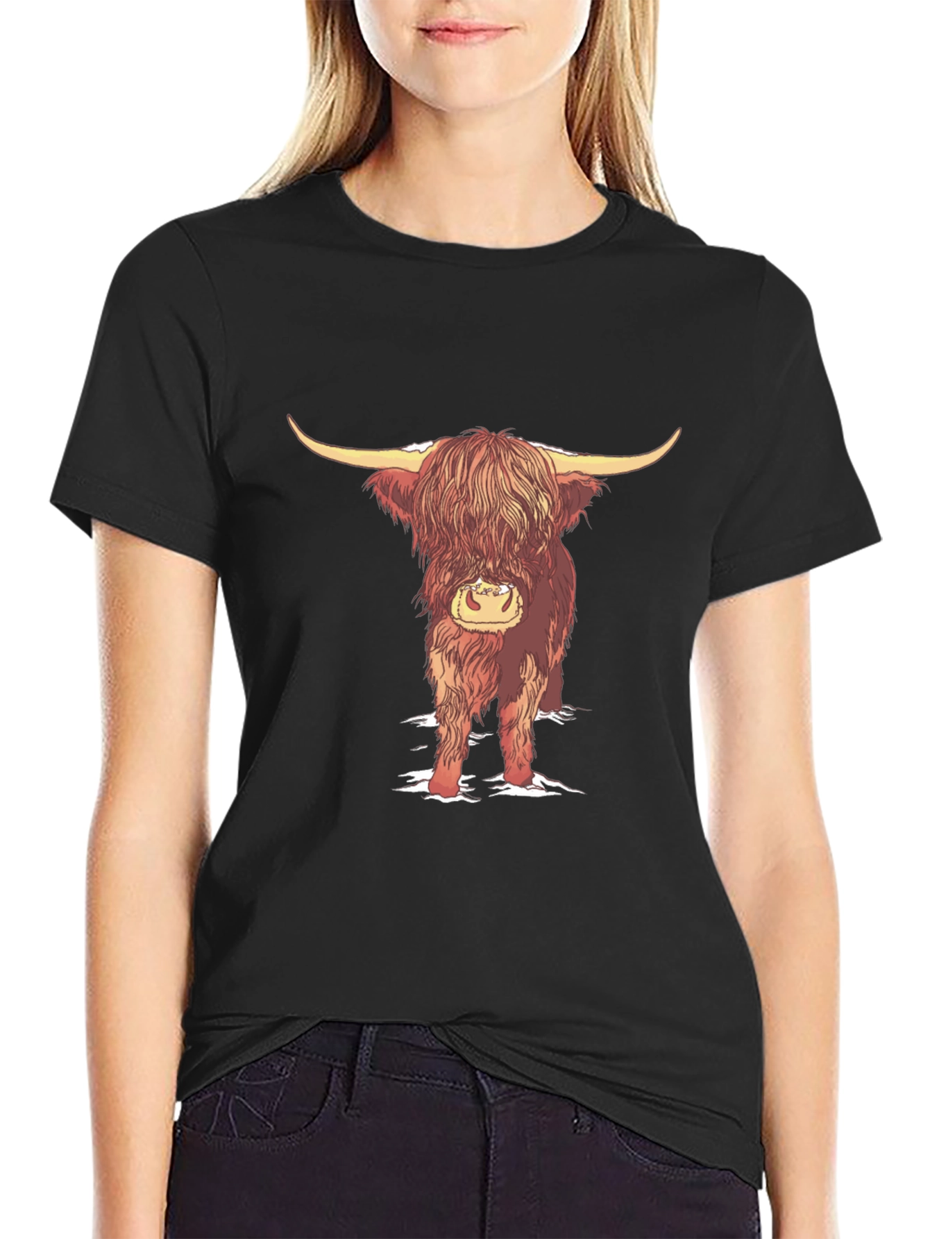 Black Highland Cow Graphic Tee - Black view 2