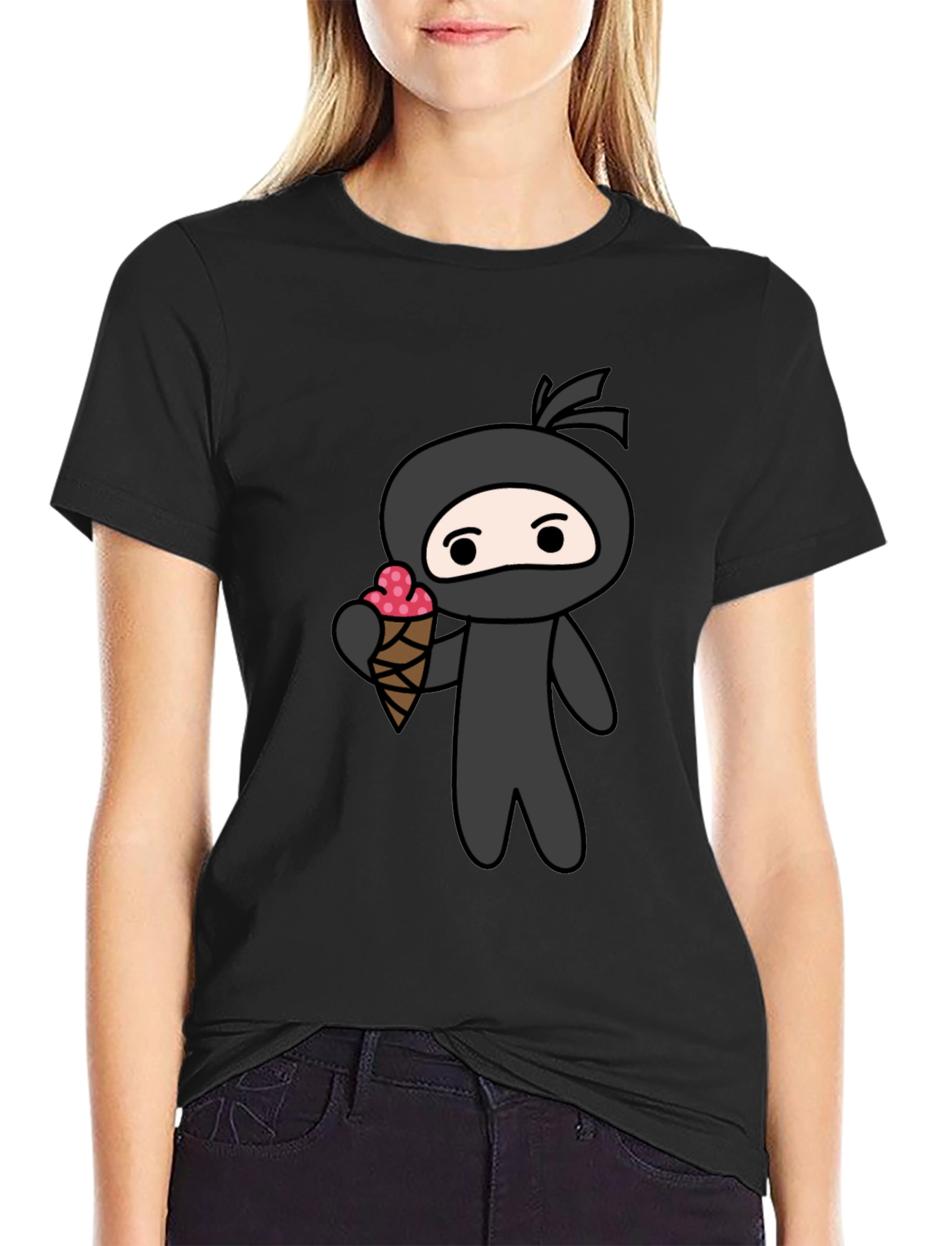Black Ninja Ice Cream T-Shirt - Fun Graphic Tee view 2