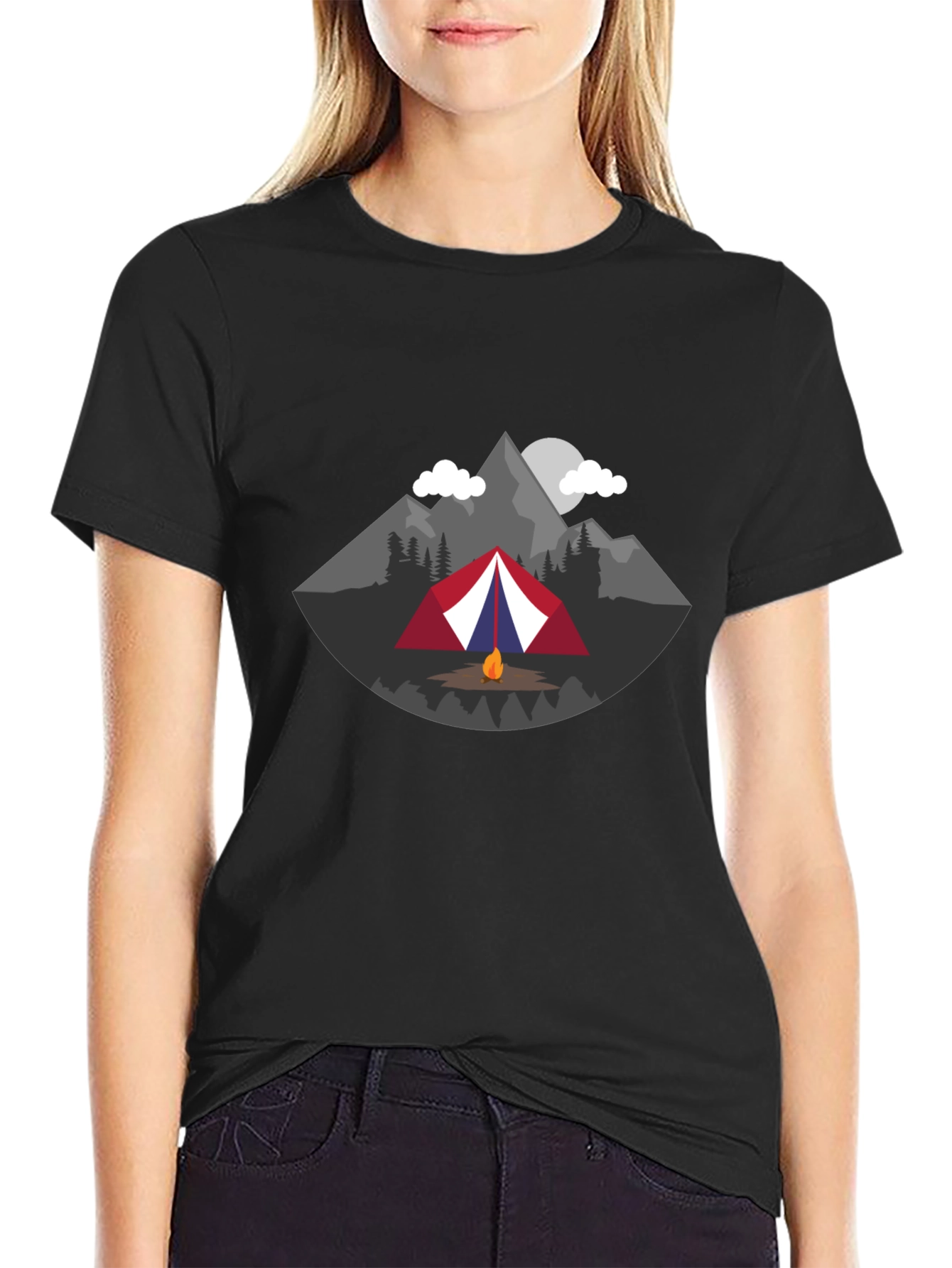 Black Camping Adventure Graphic Tee - Black view 2