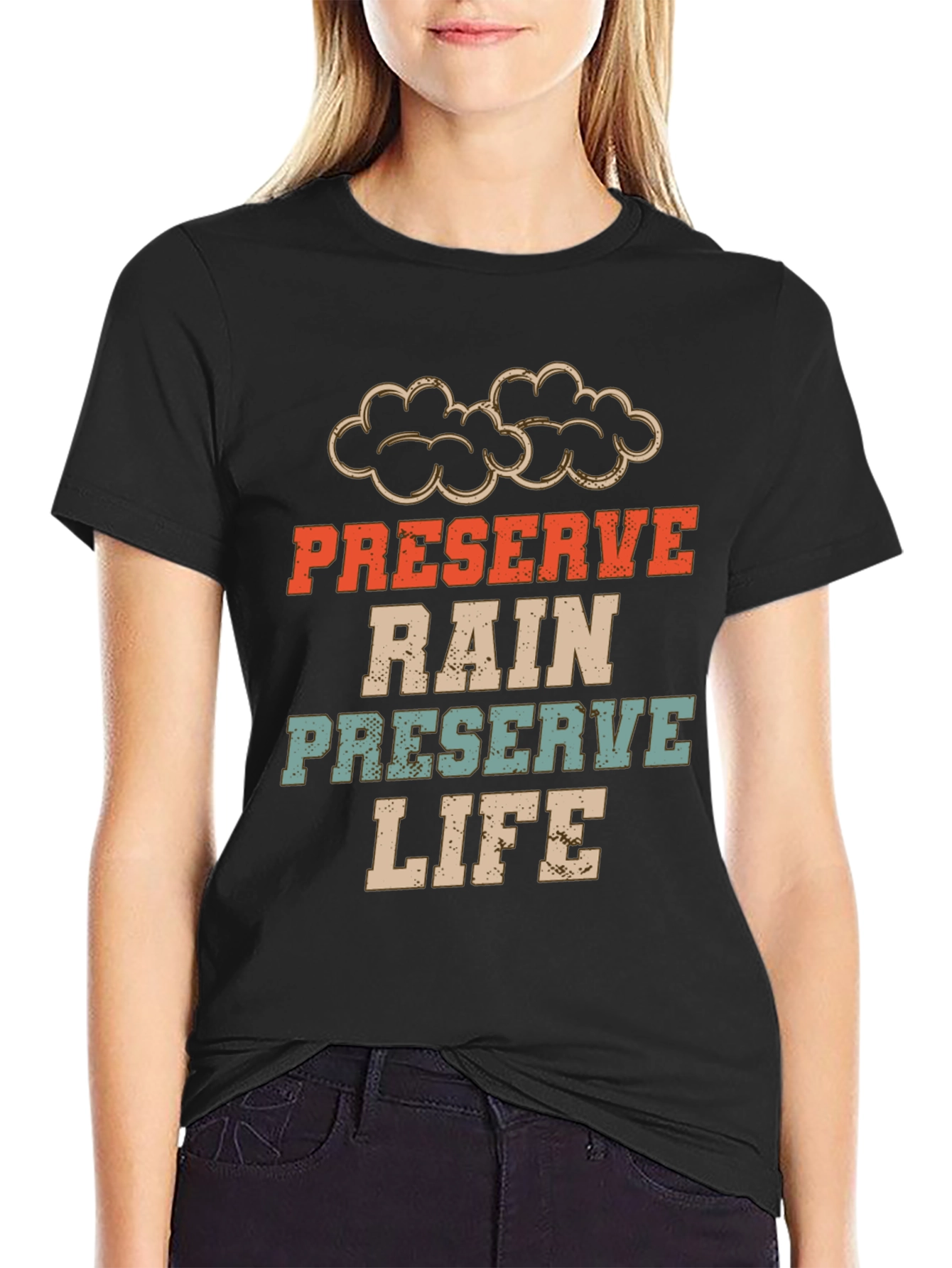 Black Preserve Rain, Preserve Life Graphic Tee view 2