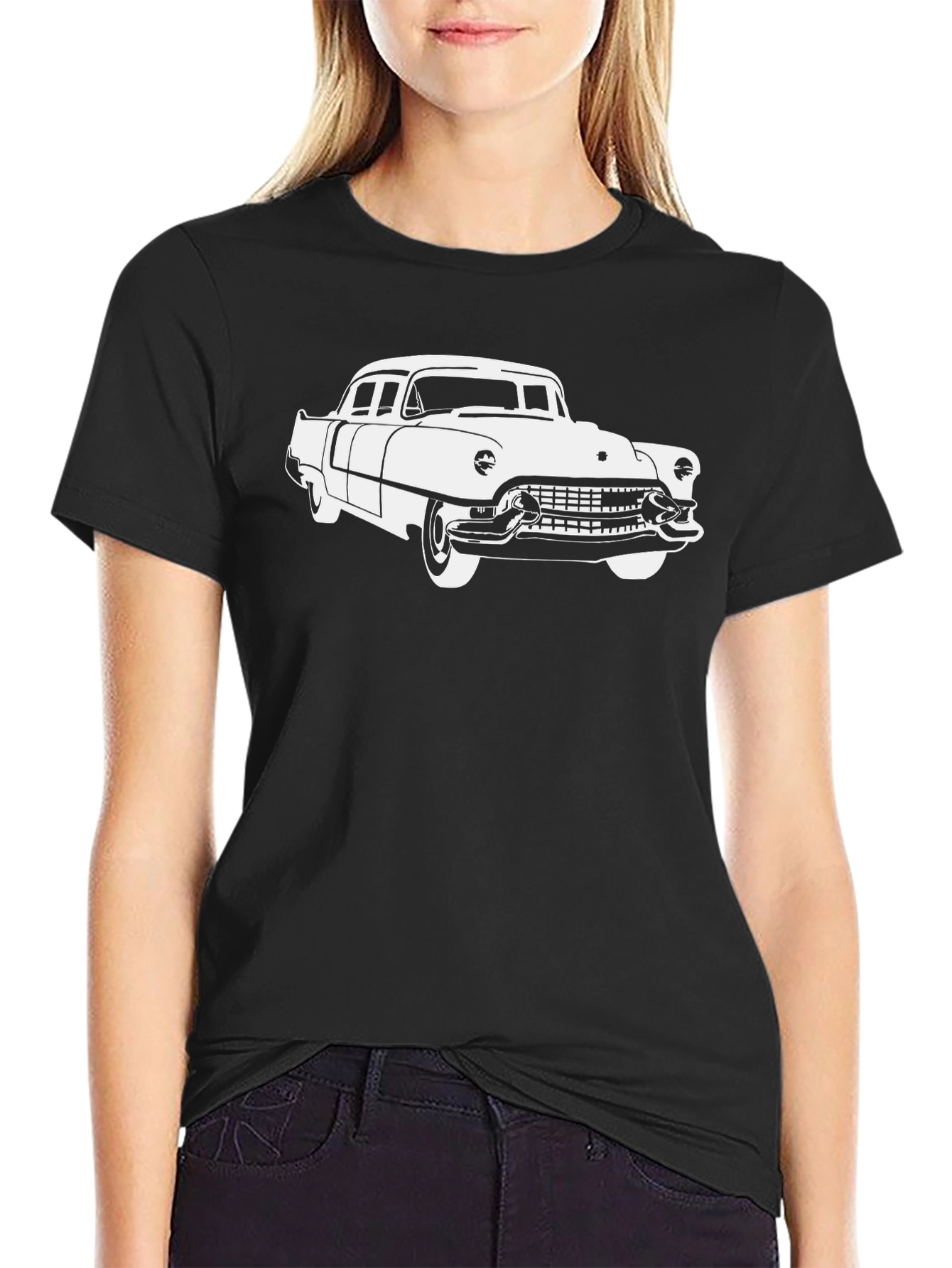 Black Classic Car Graphic Tee - Retro Style Soft Cotton Shirt view 2
