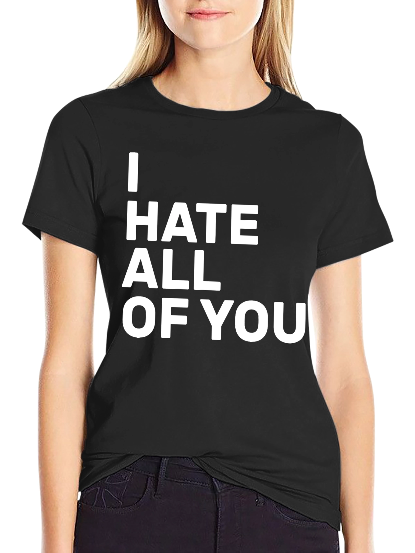 Black I Hate All Of You Graphic T-Shirt - Black view 2