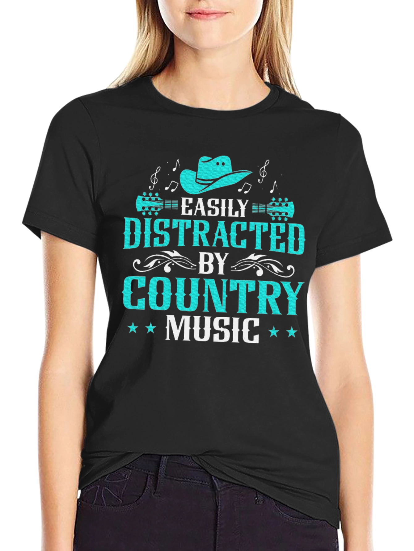 Black Country Music Graphic Tee - Easily Distracted view 2