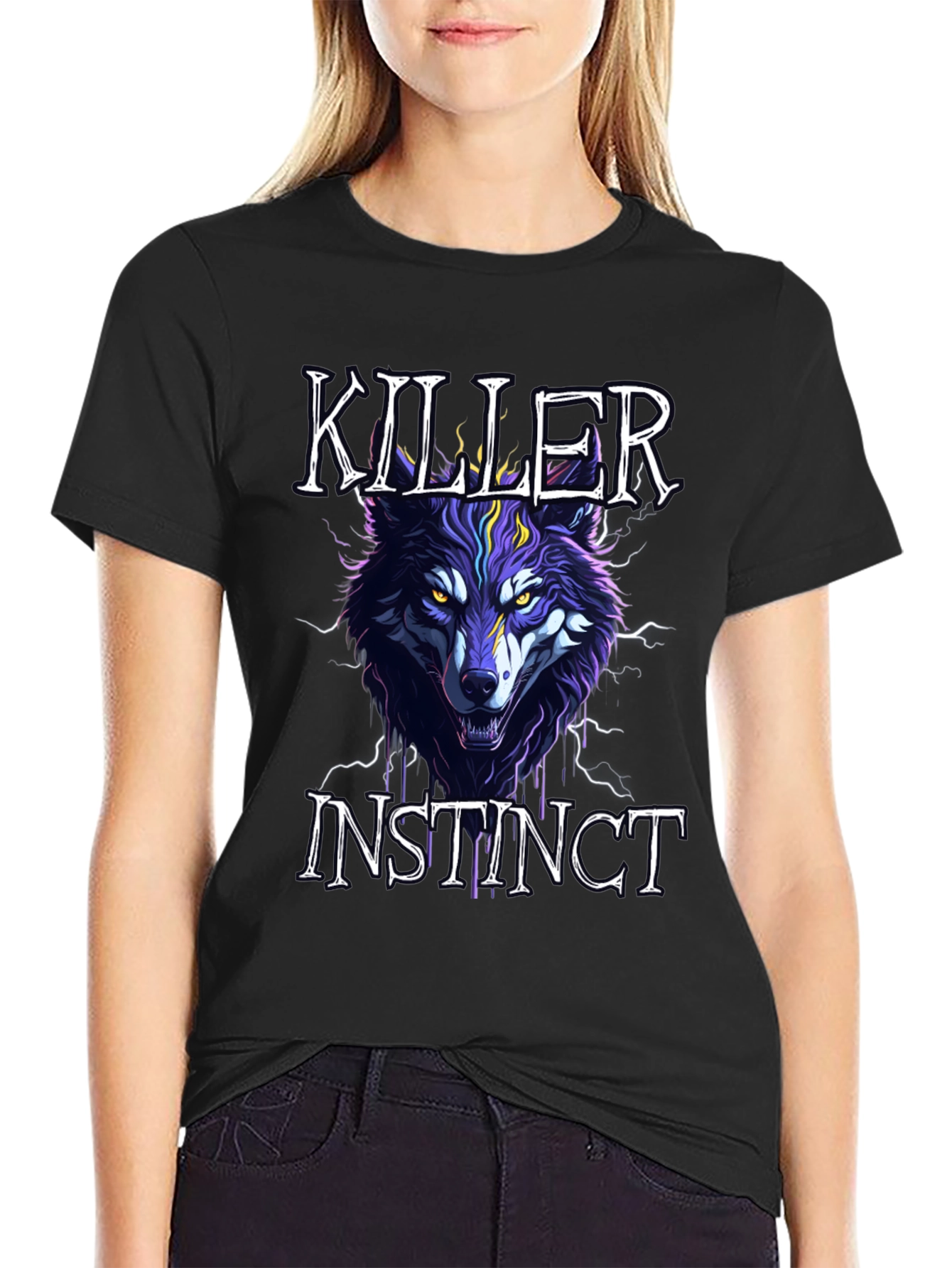 Black Killer Instinct Wolf Graphic Tee - Black view 2