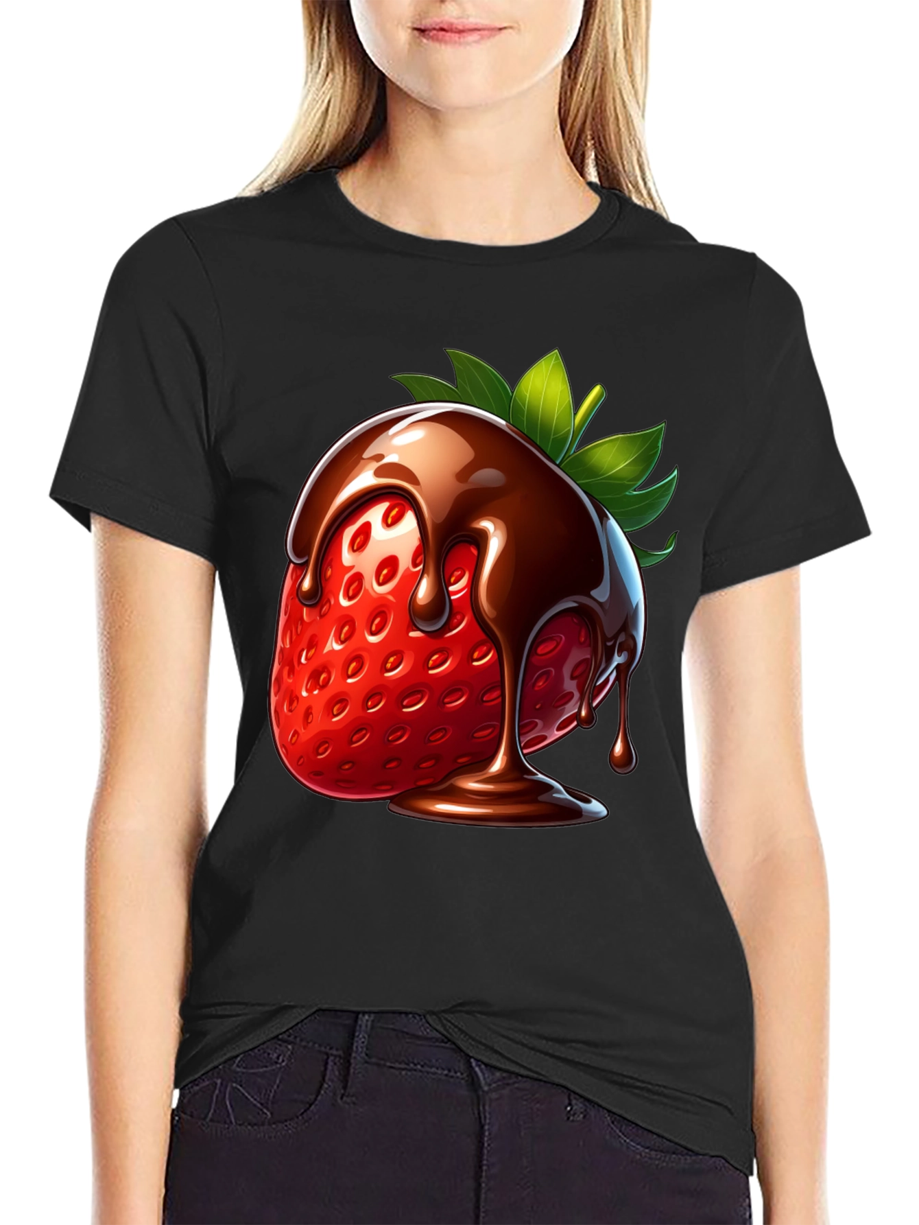 Black Chocolate Strawberry Graphic Tee view 2