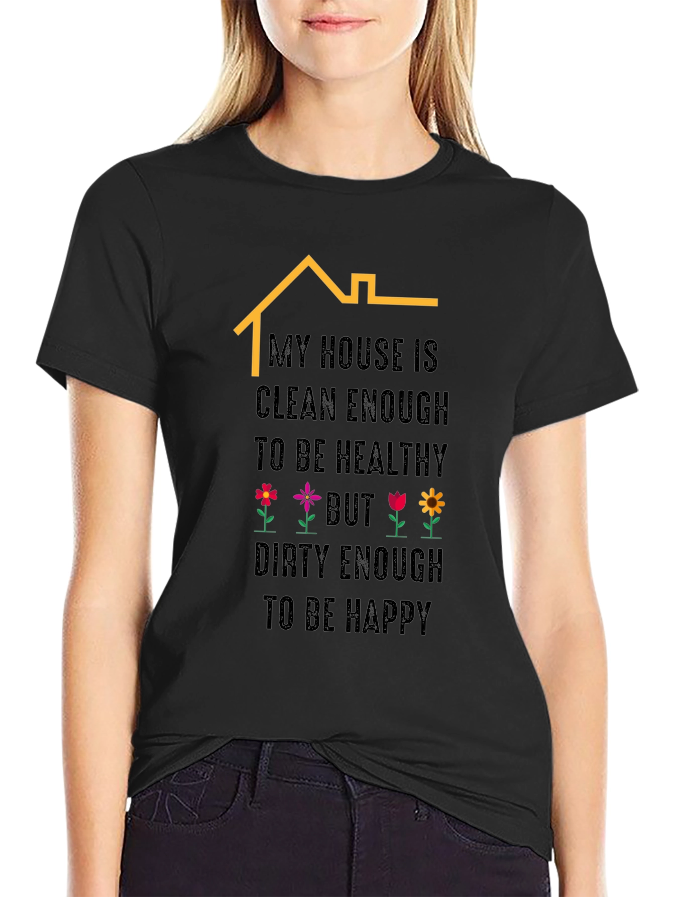 Black Funny House Cleaning T-Shirt view 2