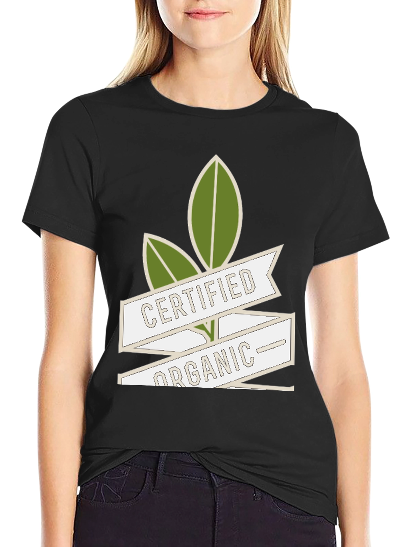 Black Certified Organic Graphic Tee - Eco-Friendly view 2