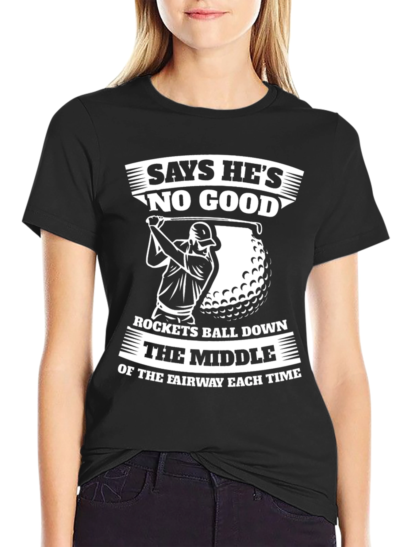 Black Funny Golf T-Shirt - Says He's No Good view 2