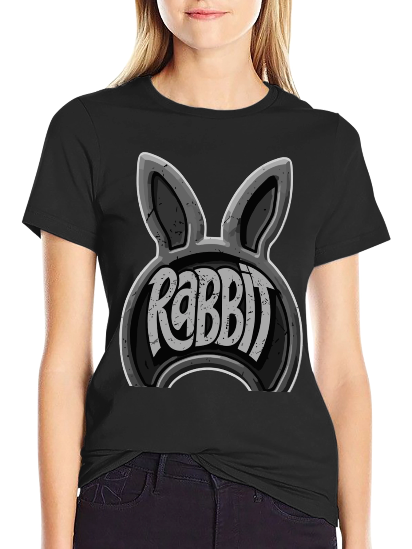Black Rabbit Graphic Print Men's T-Shirt view 2