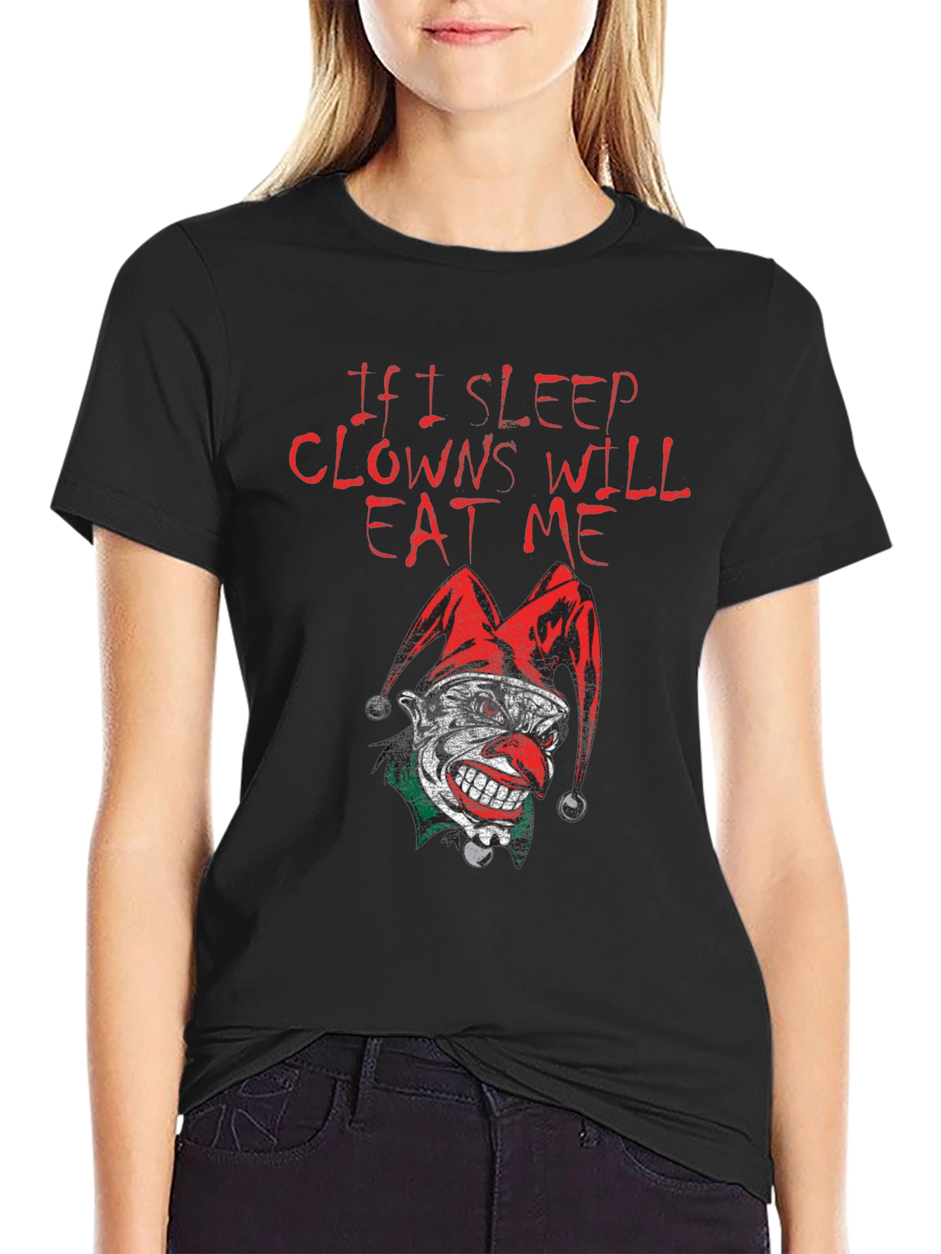 Black If I Sleep Clowns Will Eat Me Graphic T-Shirt view 2