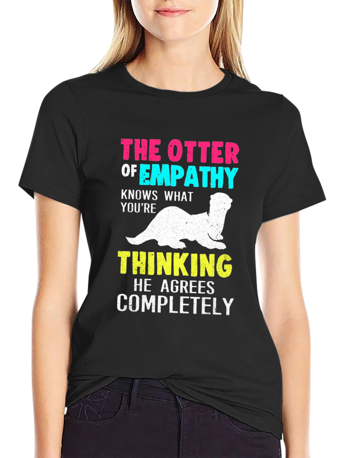 Black Empathy Otter Graphic T-Shirt view 2