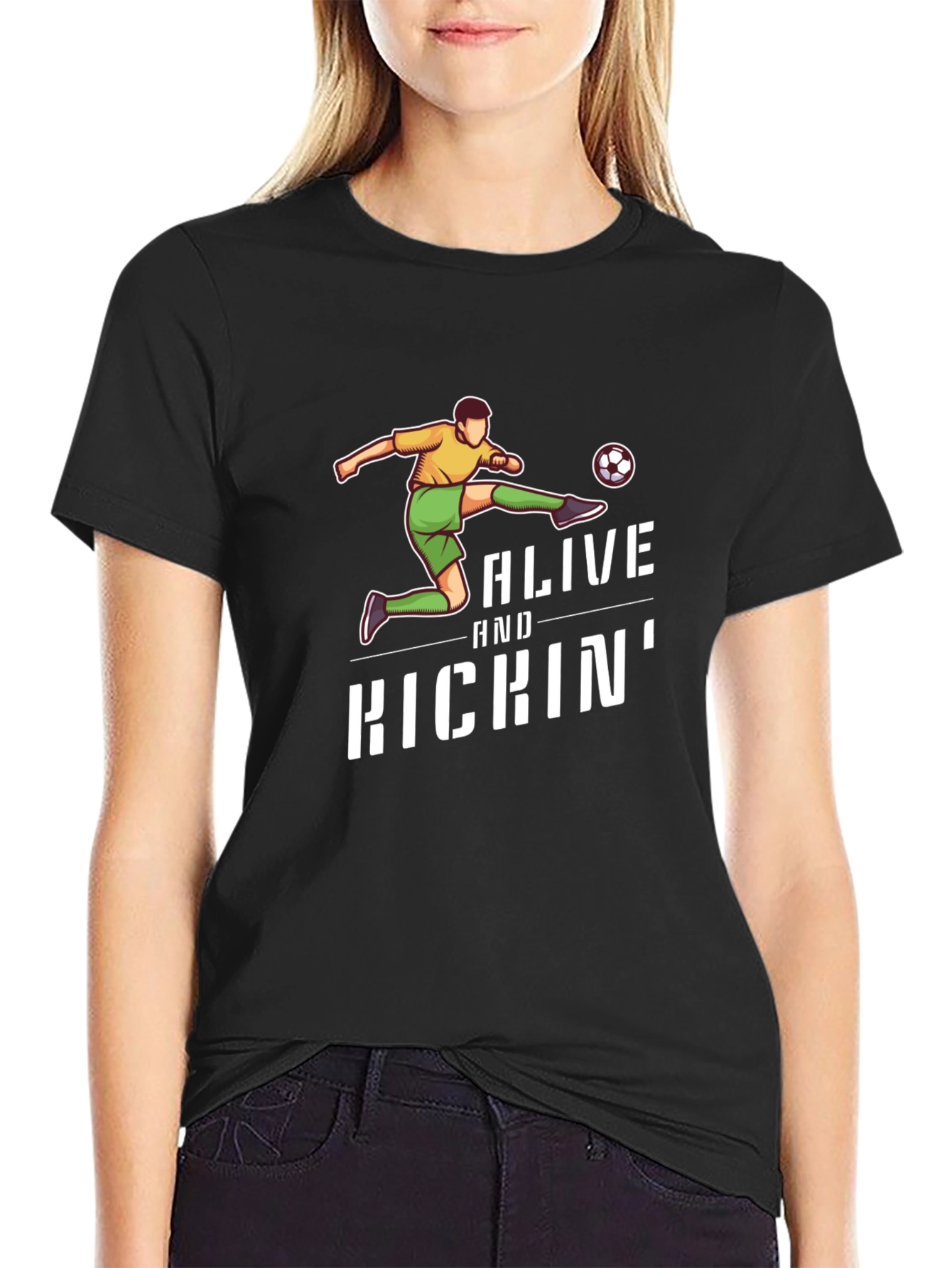 Black Alive and Kickin' Soccer Graphic Tee view 2