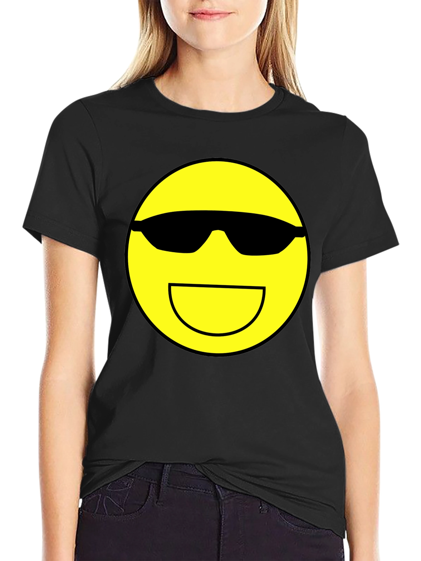 Black Cool Emoji Graphic Tee - Black view 2
