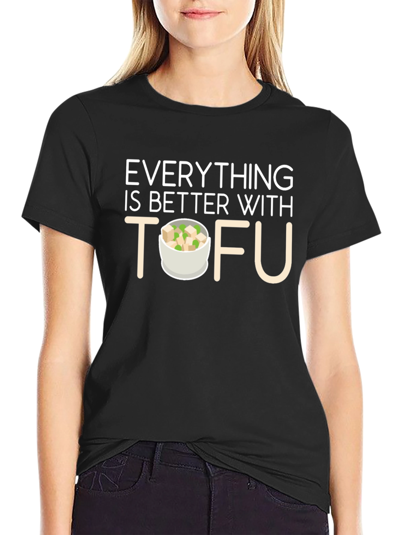 Black Everything is Better with Tofu T-Shirt view 2