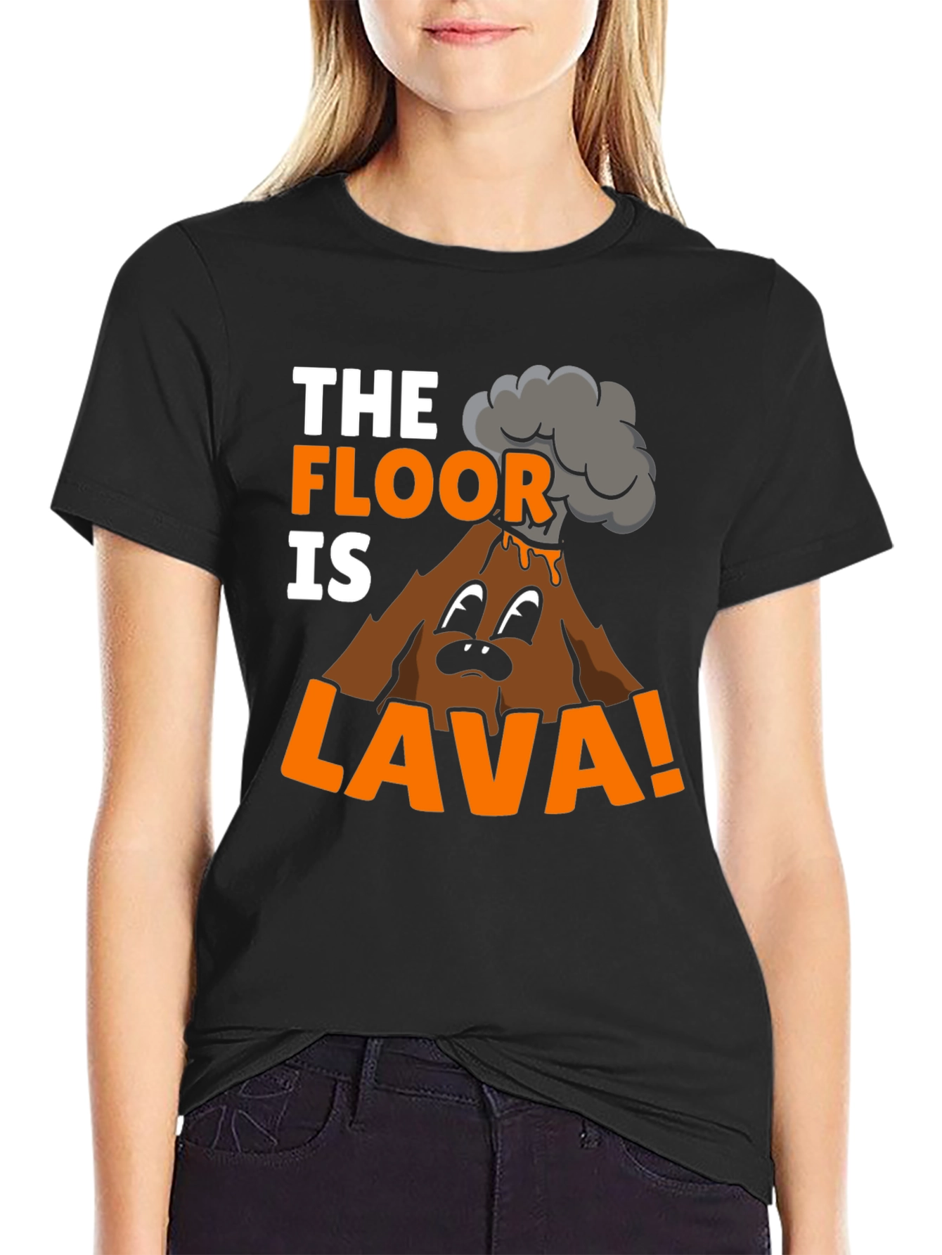 Black The Floor Is Lava Graphic T-Shirt view 2