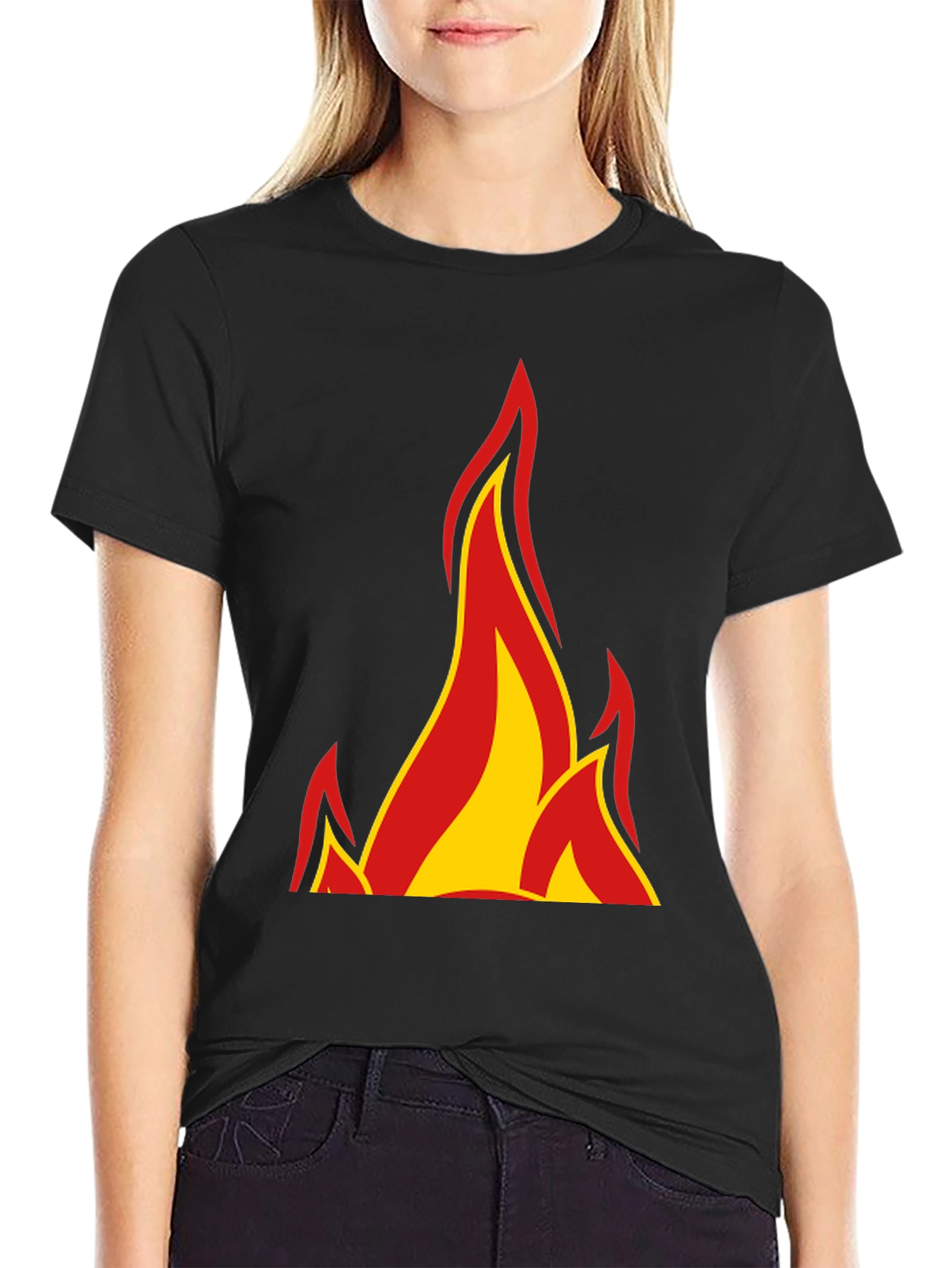 Black Flame Graphic Black T-Shirt view 2
