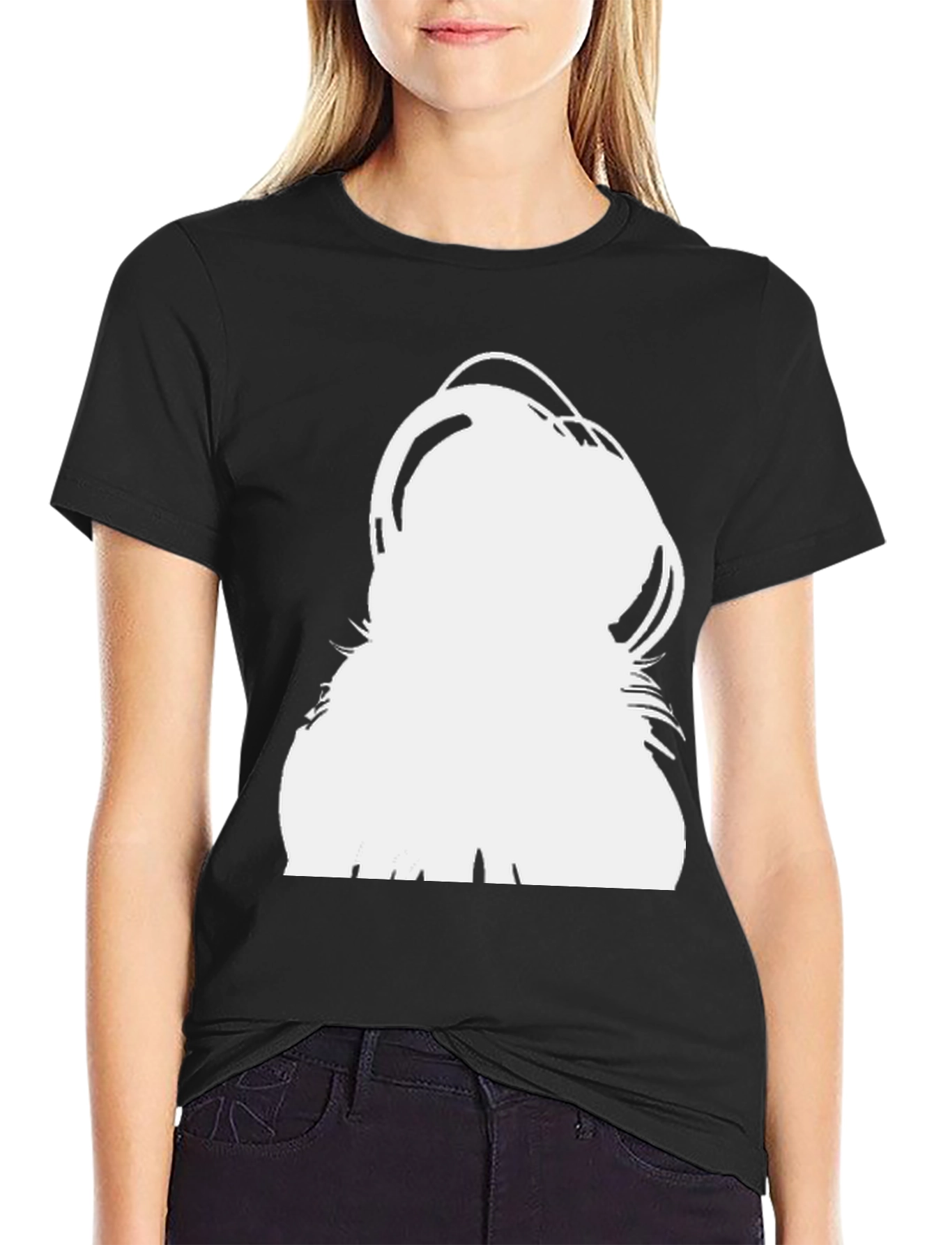 Black Modern Black T-Shirt with Bold White Graphic view 2