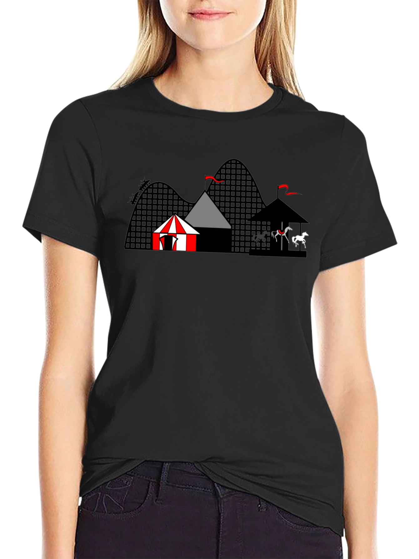 Black Amusement Park Graphic T-Shirt view 2
